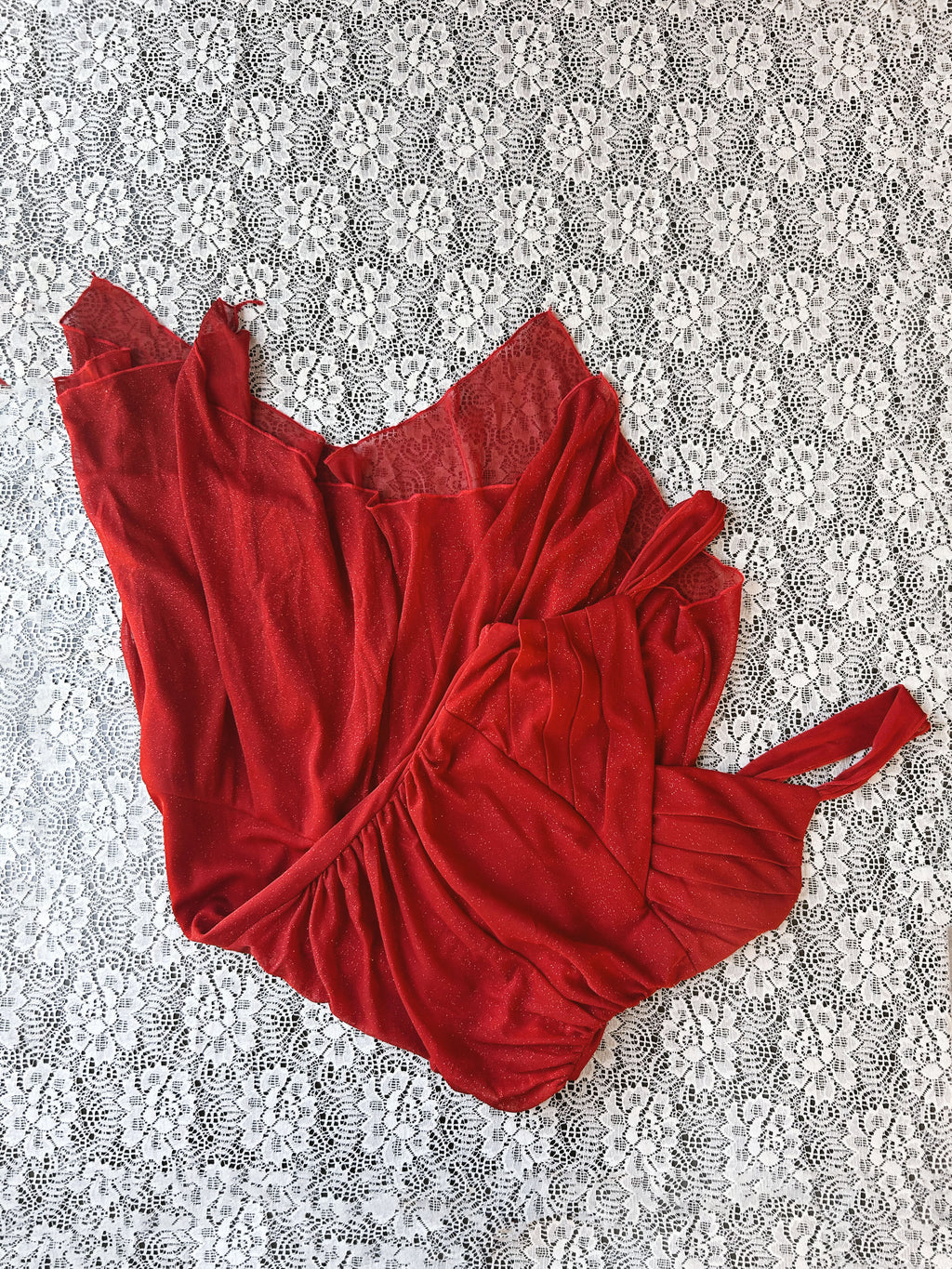 (S) Vintage 00's Halter Top Red Sparkly Midi Dress