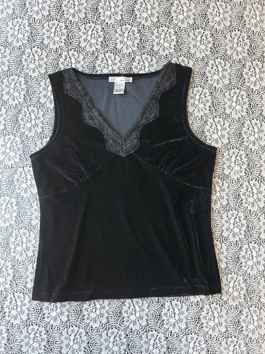 (L) Y2K Black Velvet Tank Top
