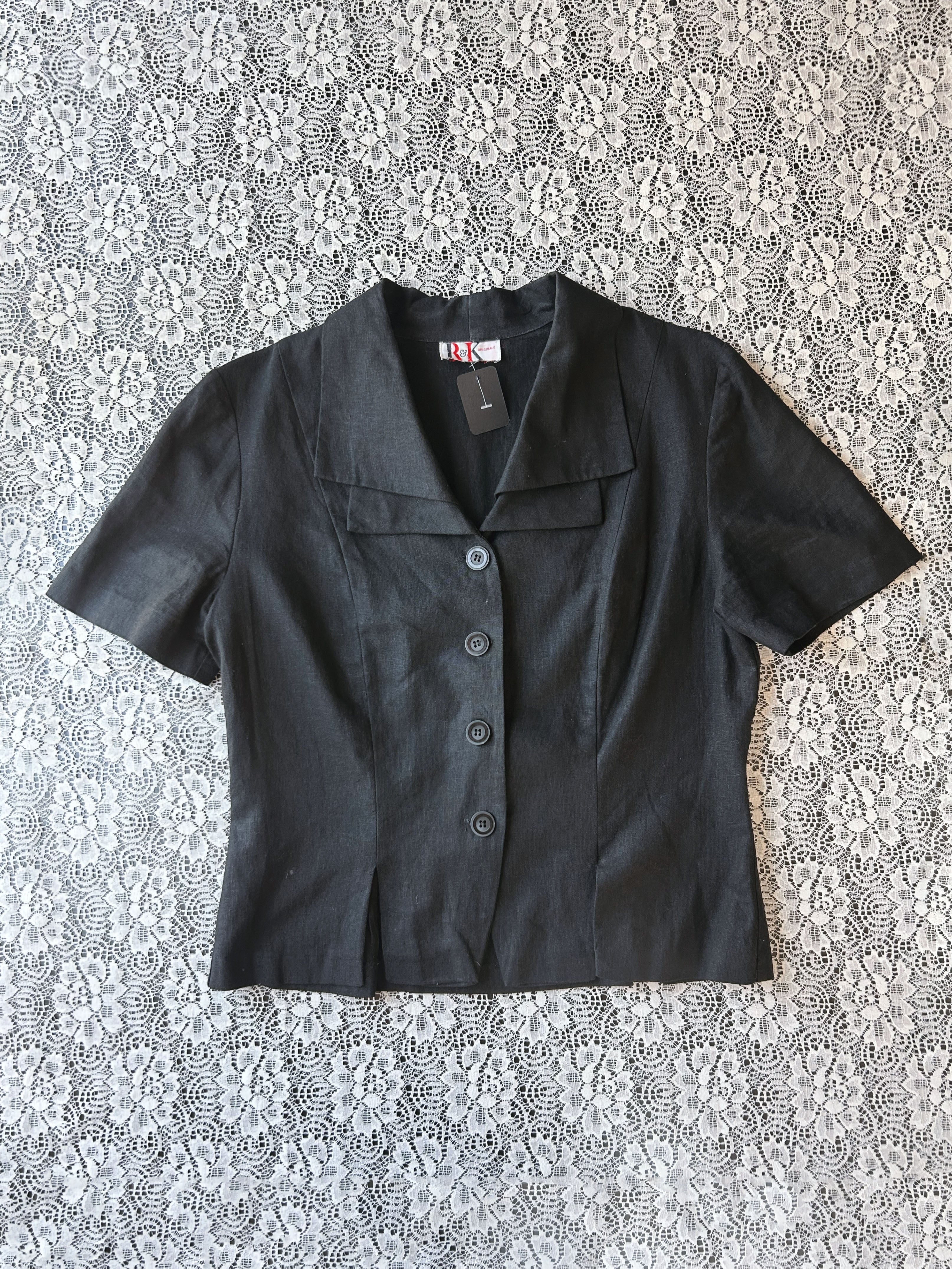 (L/XL) Vintage 90's Black Linen Top