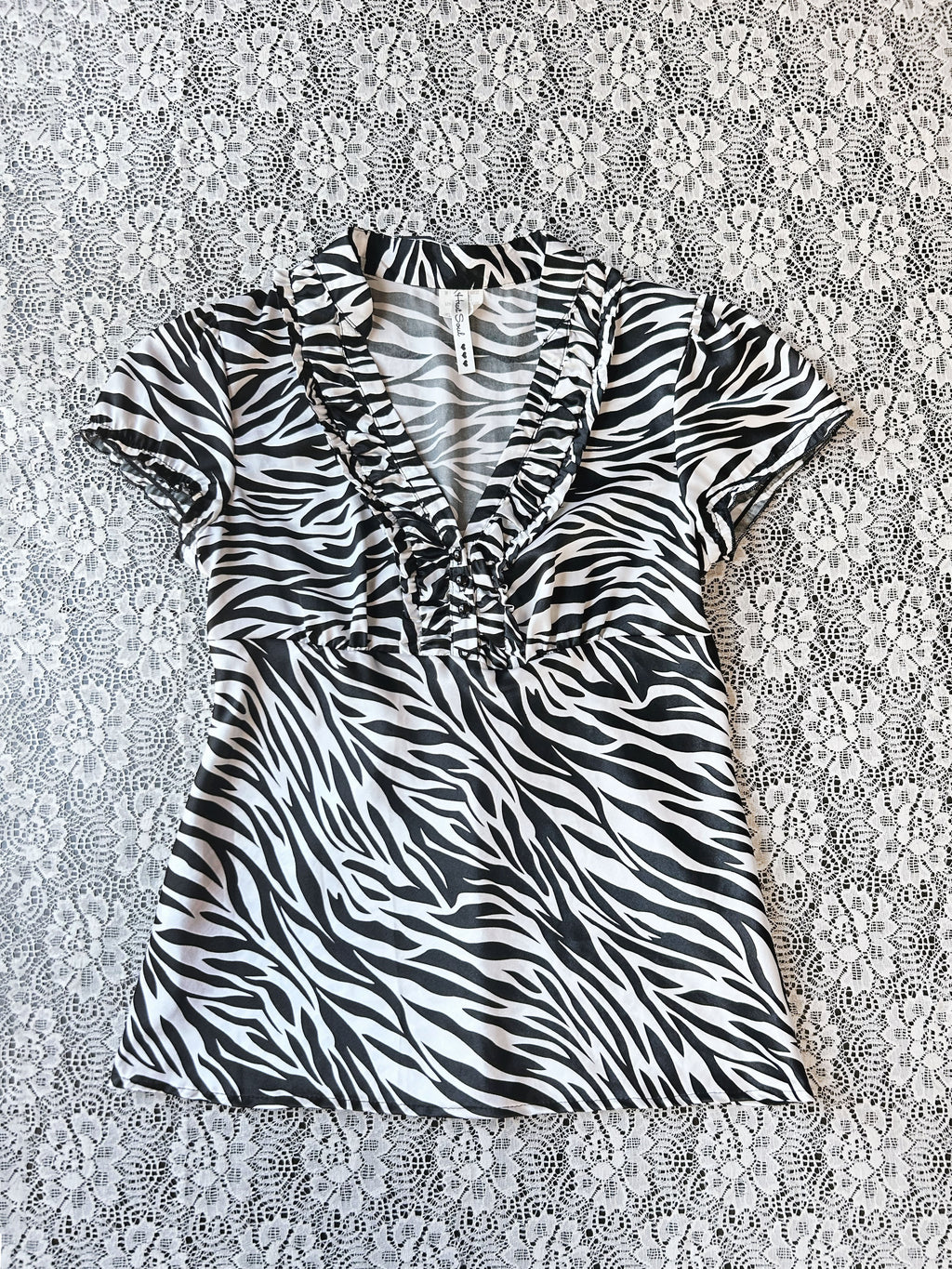 (M/L) Vintage 00's Zebra Print Top