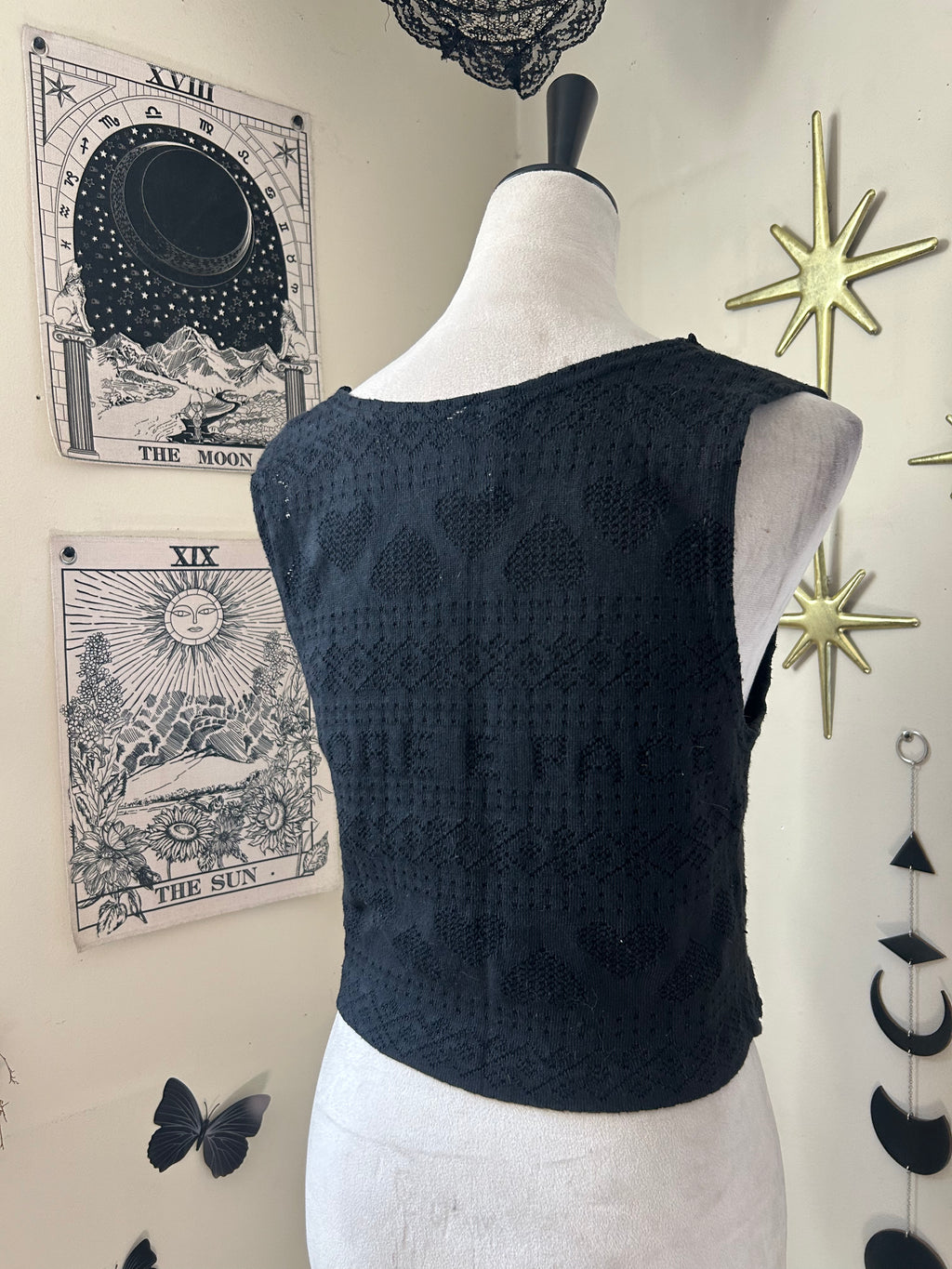 (S) Vintage 90's Knit Heart Detail Vest