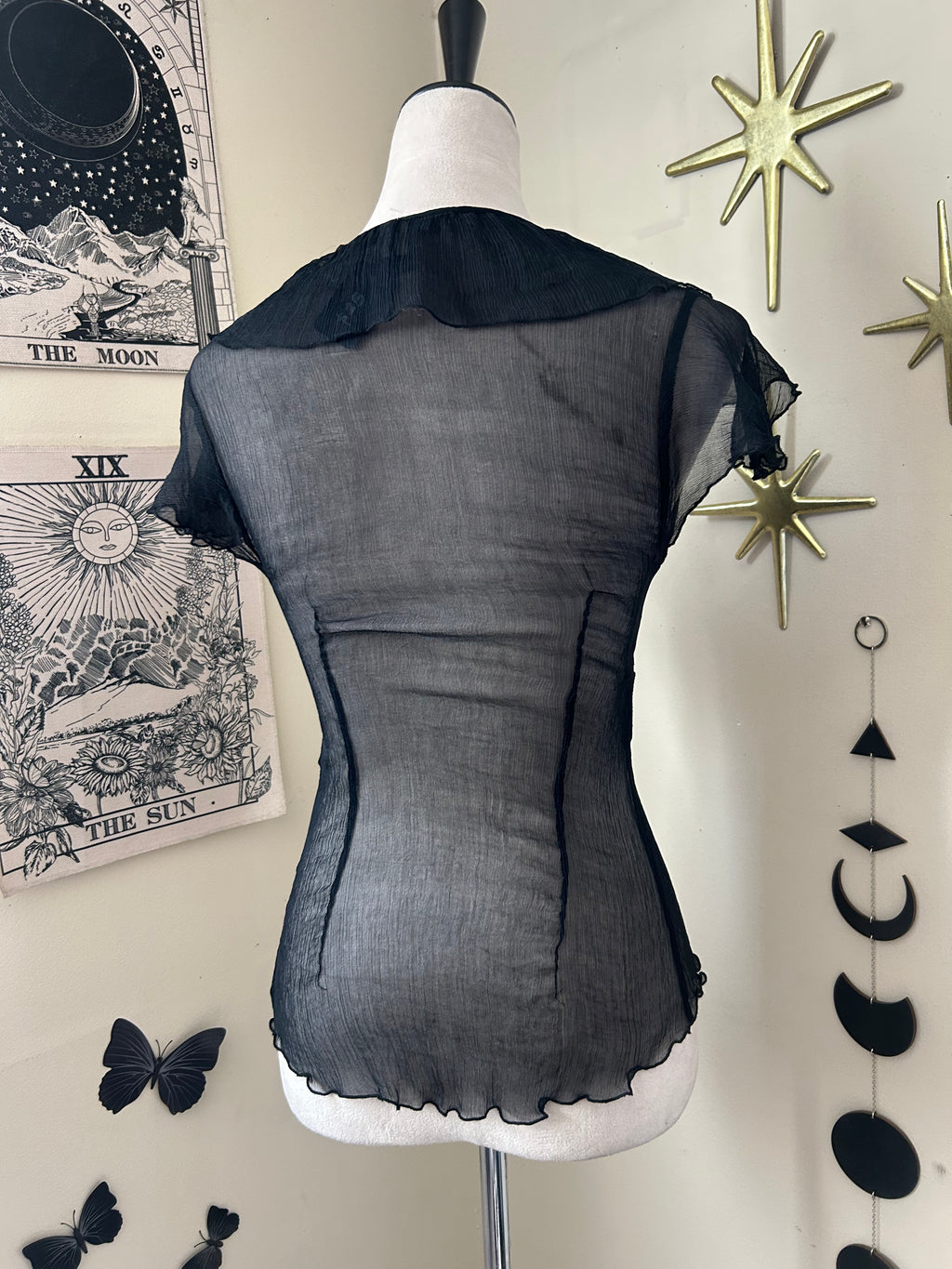 (S/M) Y2K Silk Front Tie Blouse