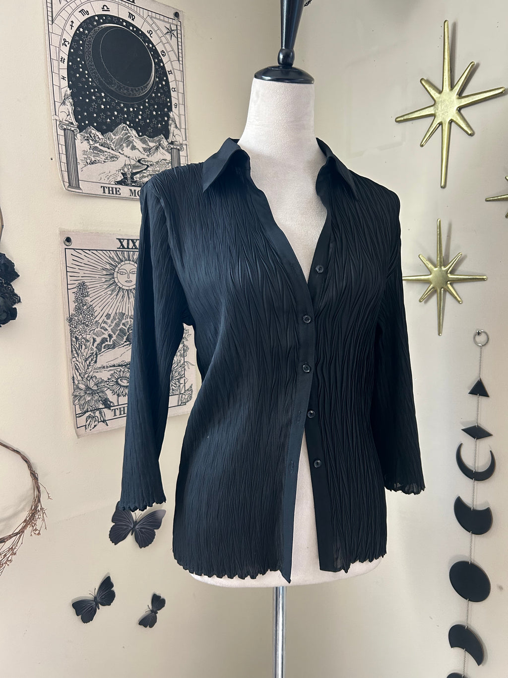 (L) 00's Flare Sleeve Button Blouse