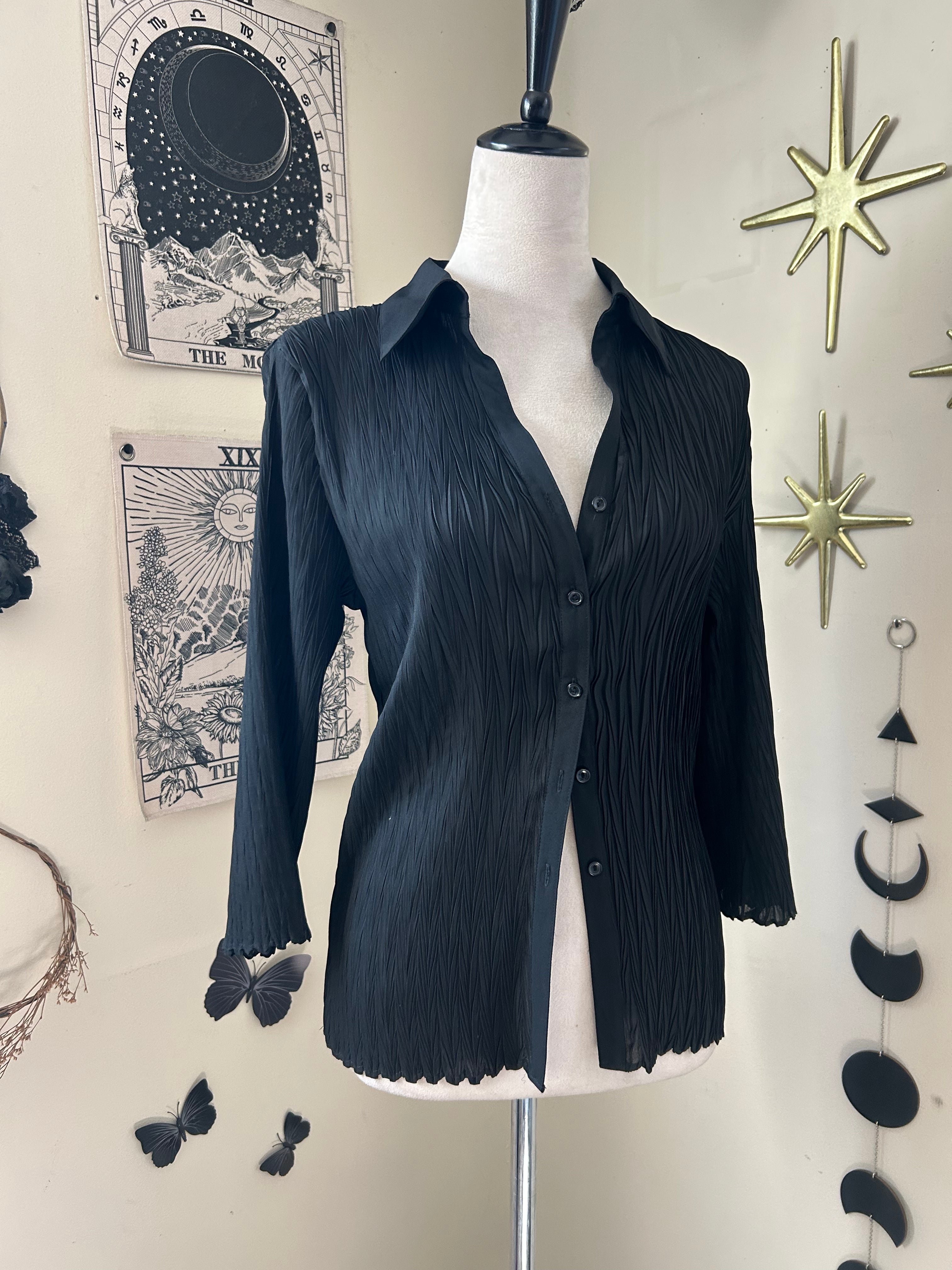(L) 00's Flare Sleeve Button Blouse