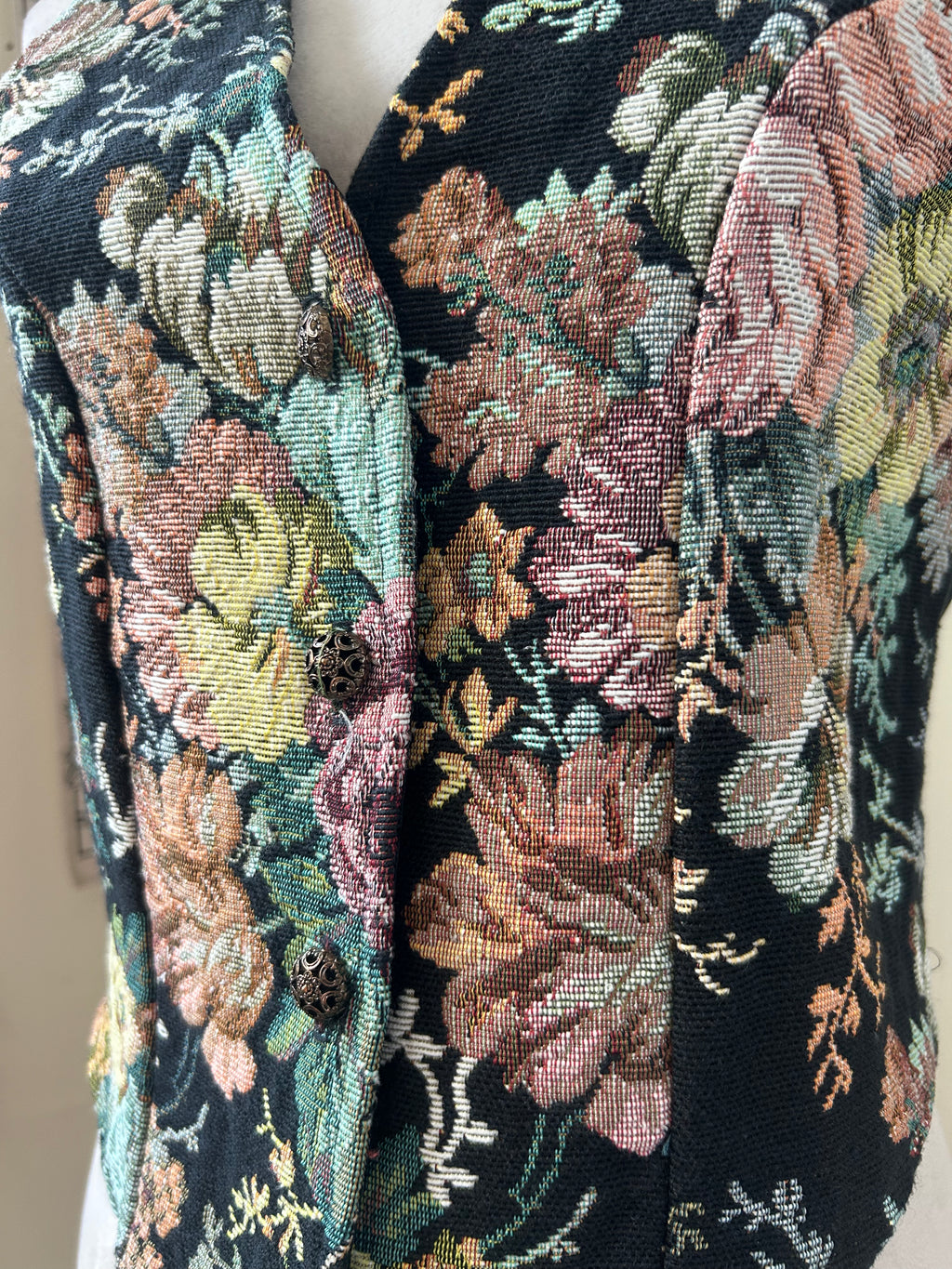 (S) Vintage 90's Upholstery Print Vest