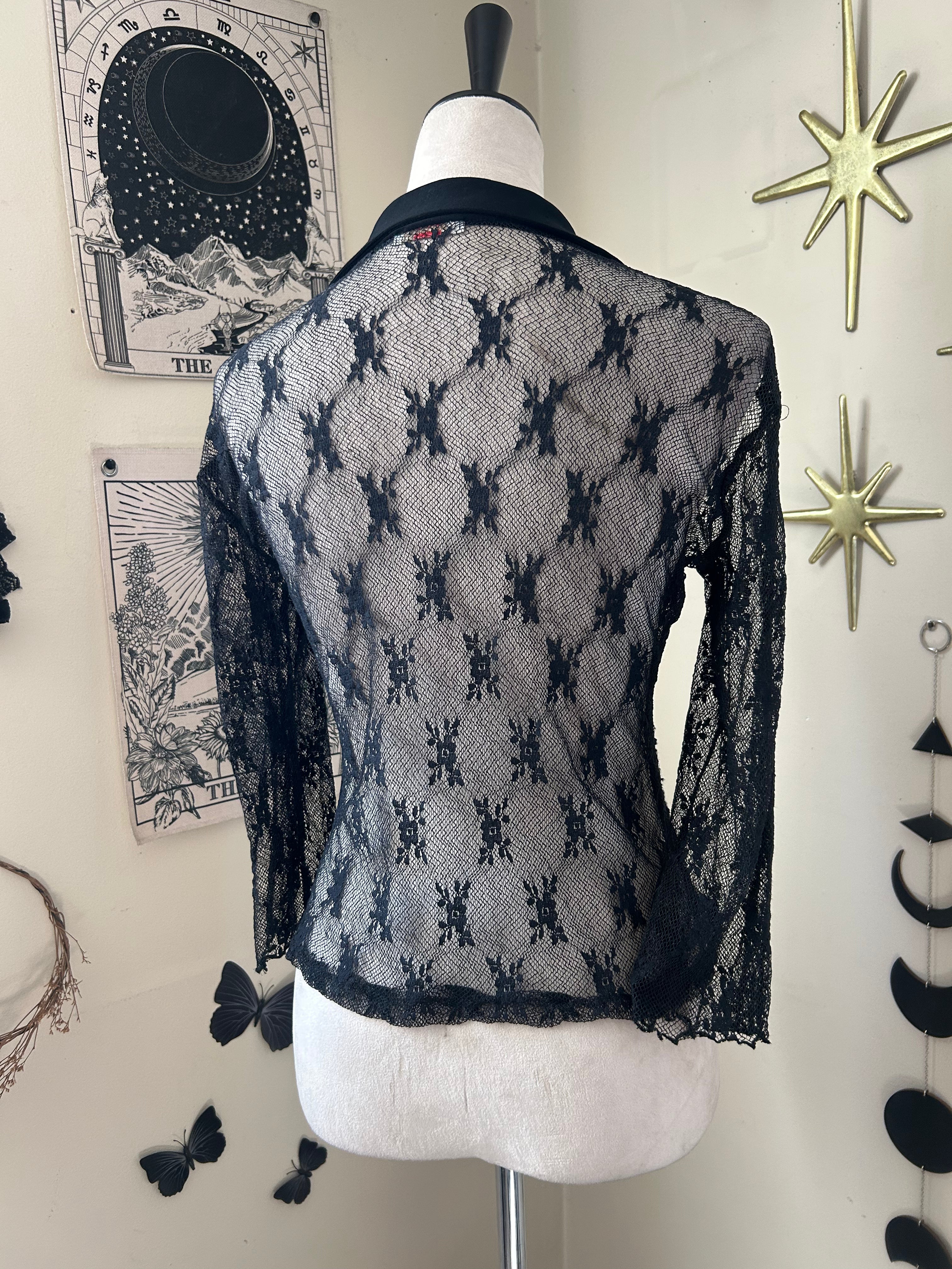 (S/M) Vintage 00's Sheer Button Blouse