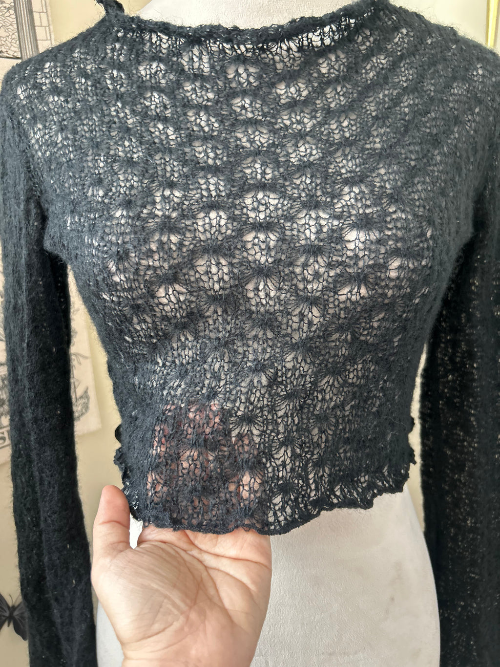 (M) Vintage 00's Knit Crop Flare Sleeves Top