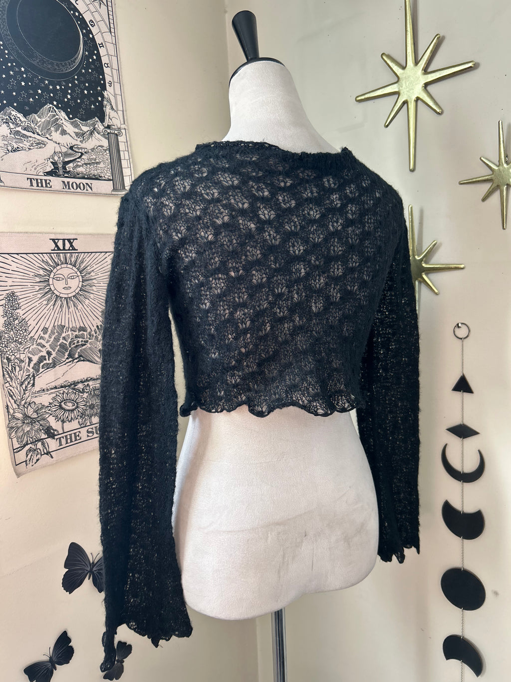 (M) Vintage 00's Knit Crop Flare Sleeves Top