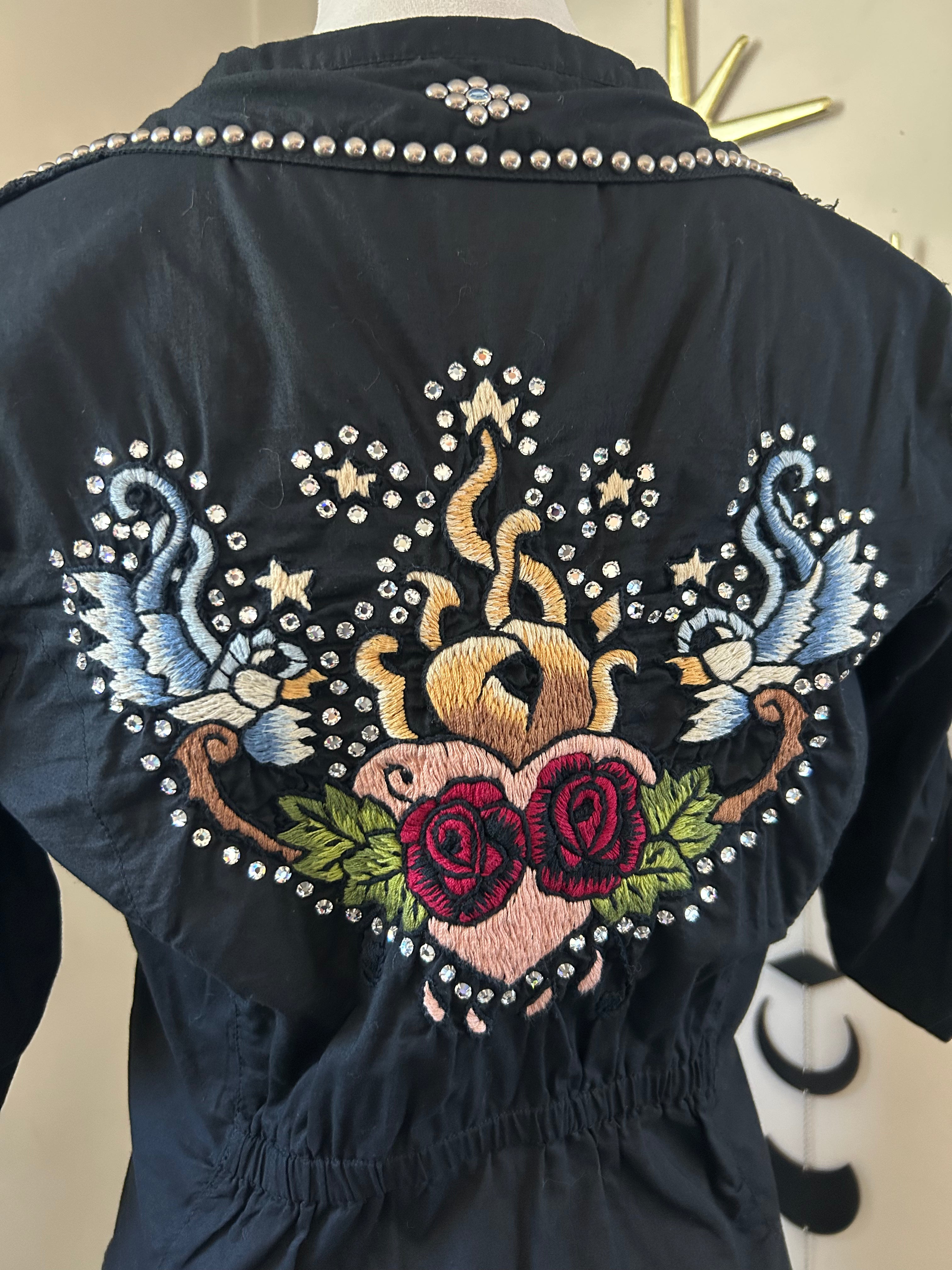 (M) Vintage 00's Western Style Embroidered Blouse