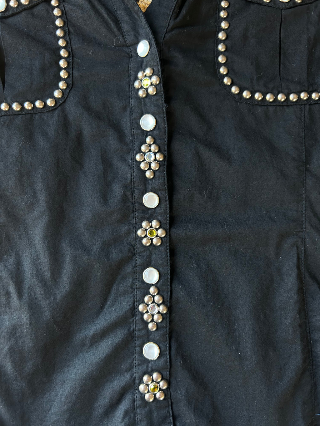 (M) Vintage 00's Western Style Embroidered Blouse