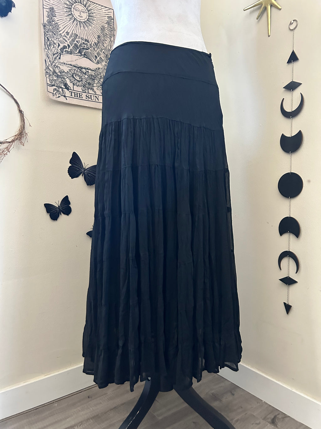 (M) Silk Tiered Maxi Skirt