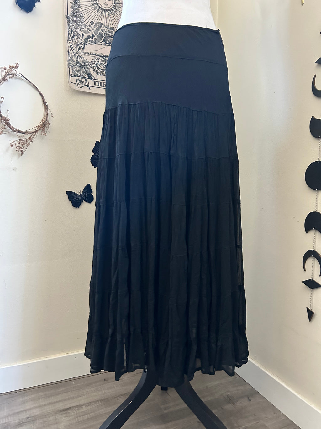 (M) Silk Tiered Maxi Skirt