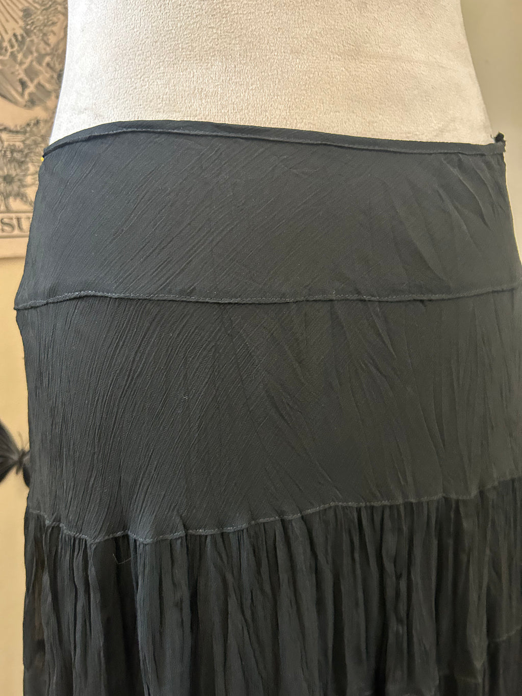 (M) Silk Tiered Maxi Skirt