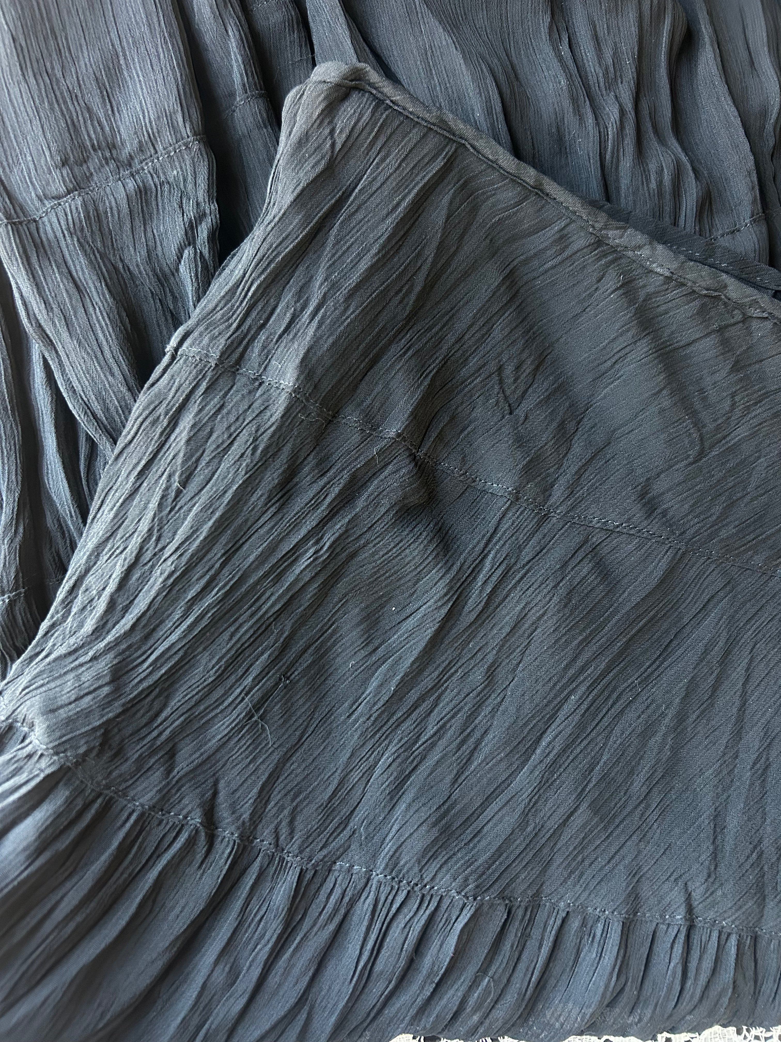 (M) Silk Tiered Maxi Skirt