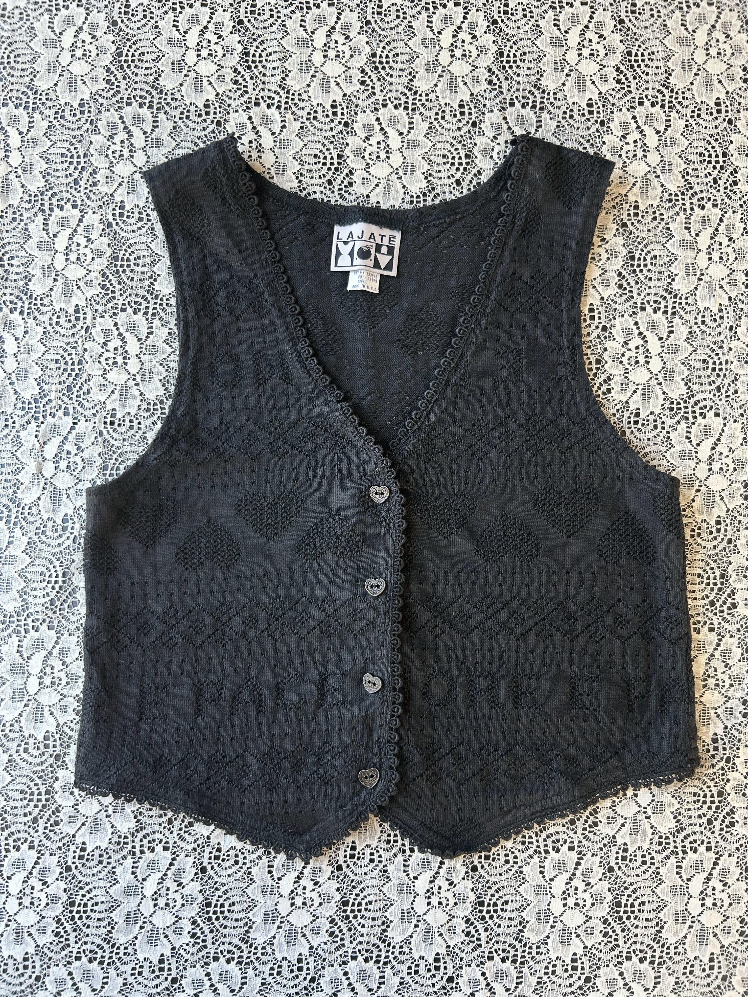 (S) Vintage 90's Knit Heart Detail Vest