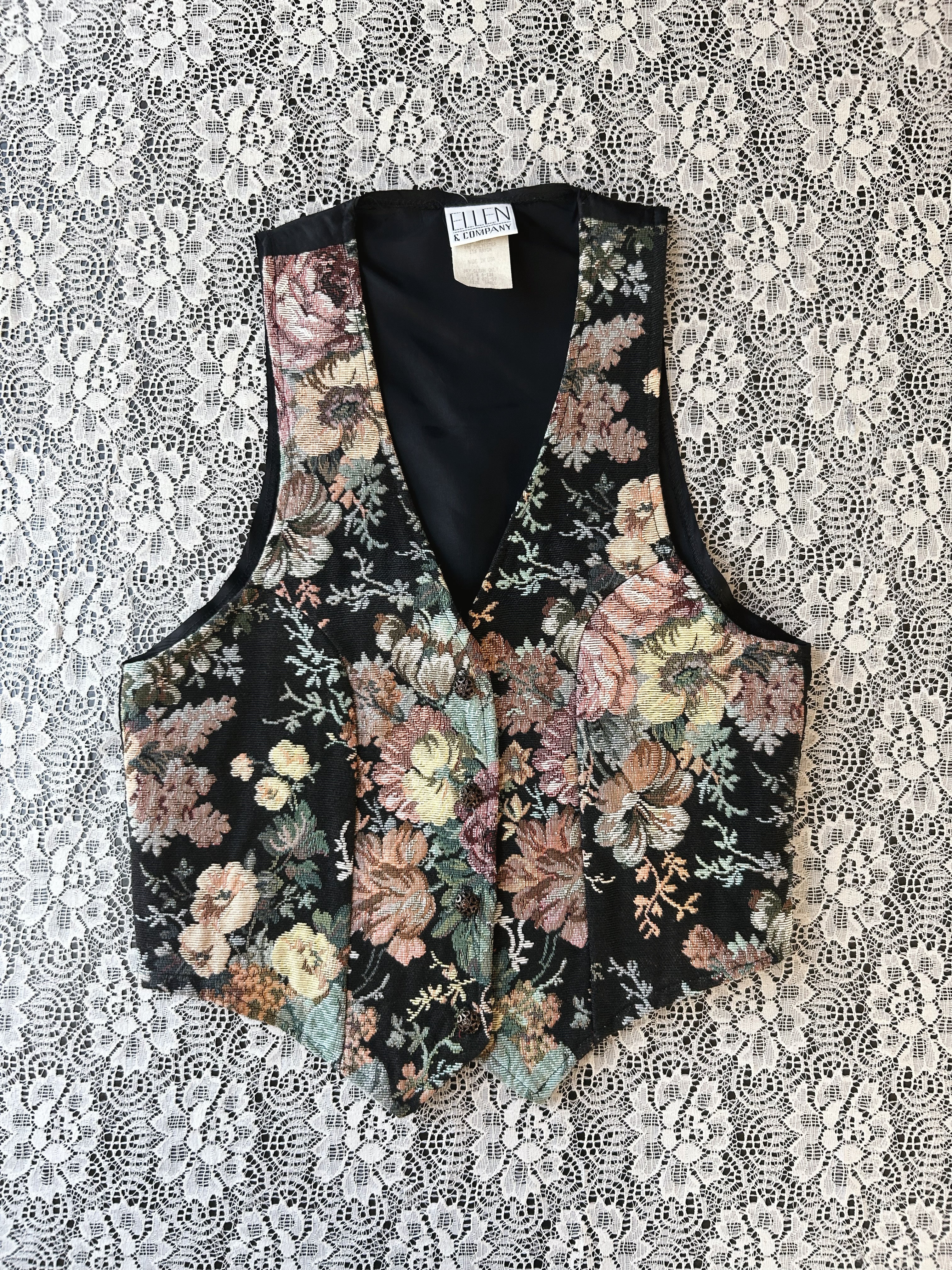 (S) Vintage 90's Upholstery Print Vest