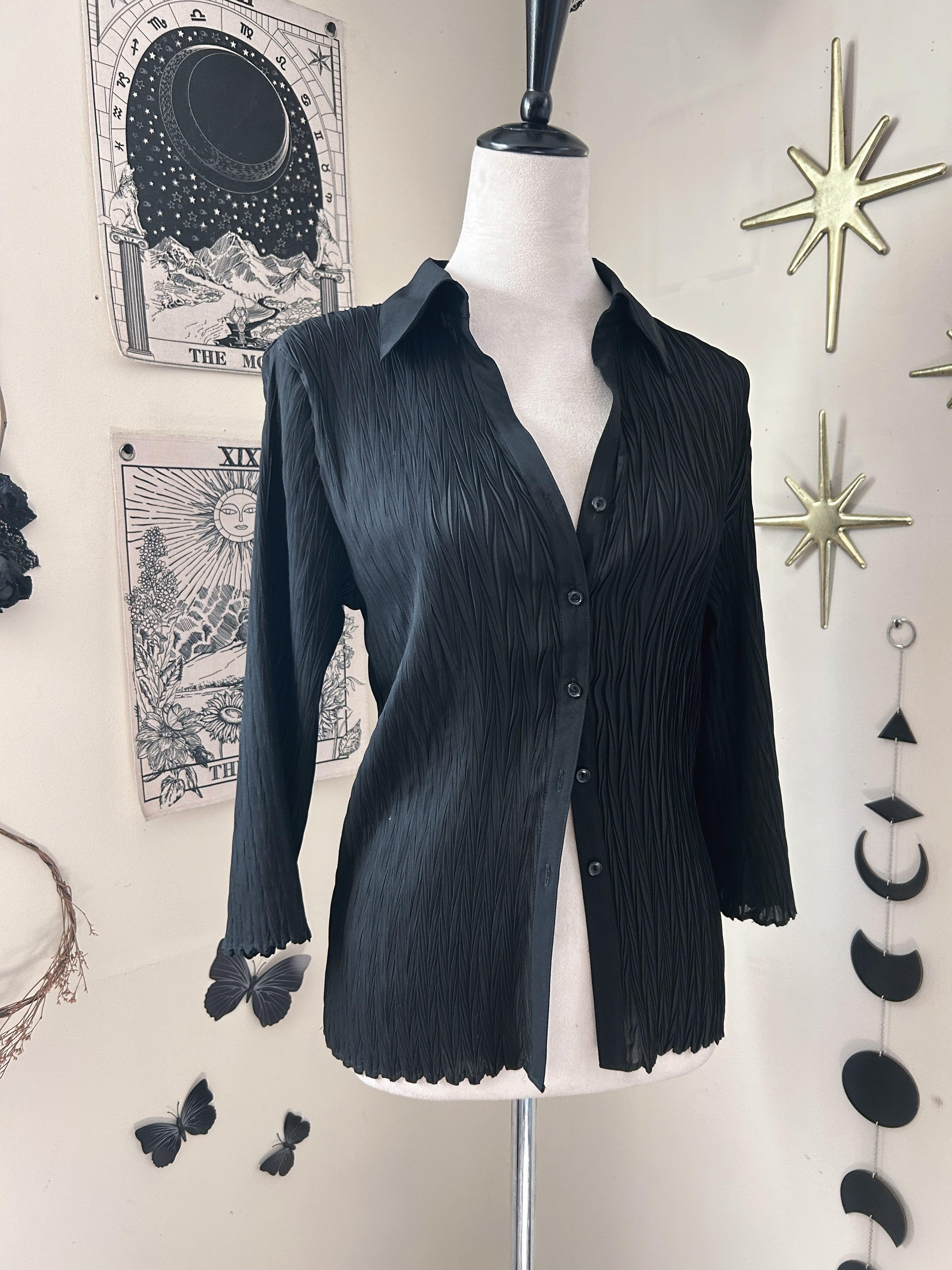 (L) 00's Flare Sleeve Button Blouse