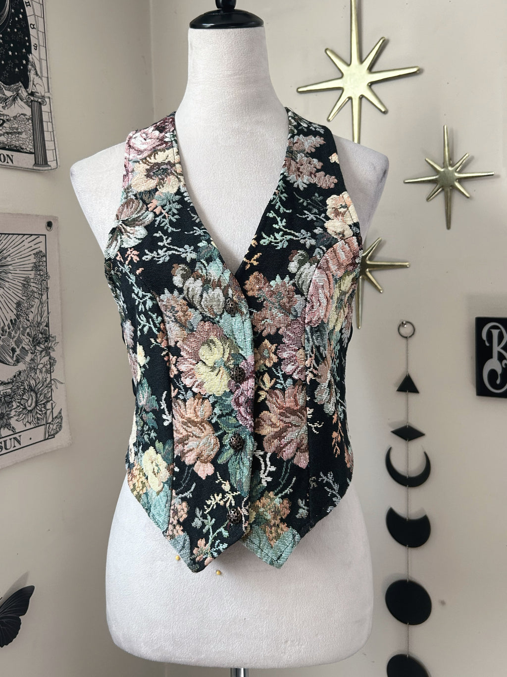 (S) Vintage 90's Upholstery Print Vest