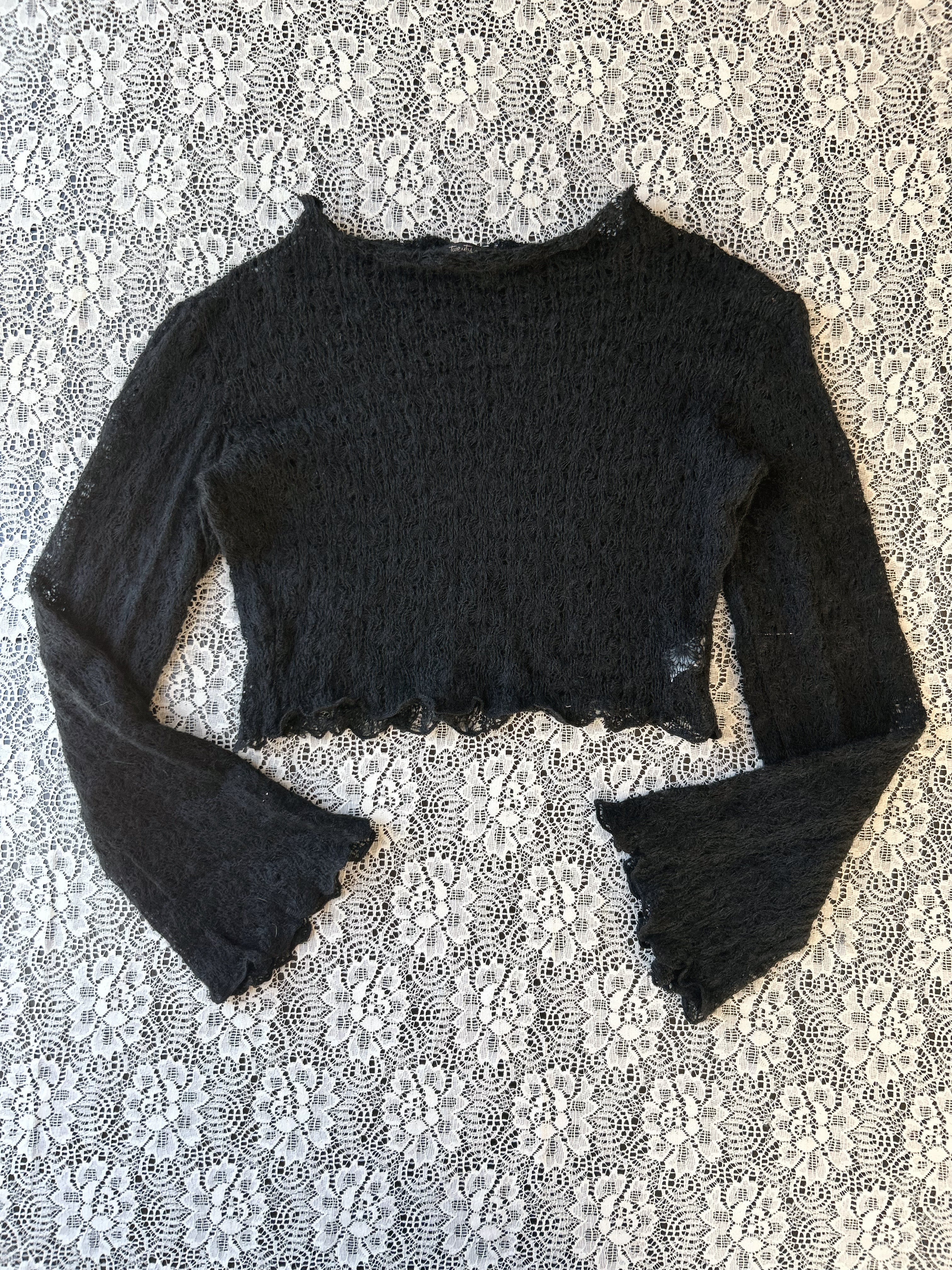(M) Vintage 00's Knit Crop Flare Sleeves Top