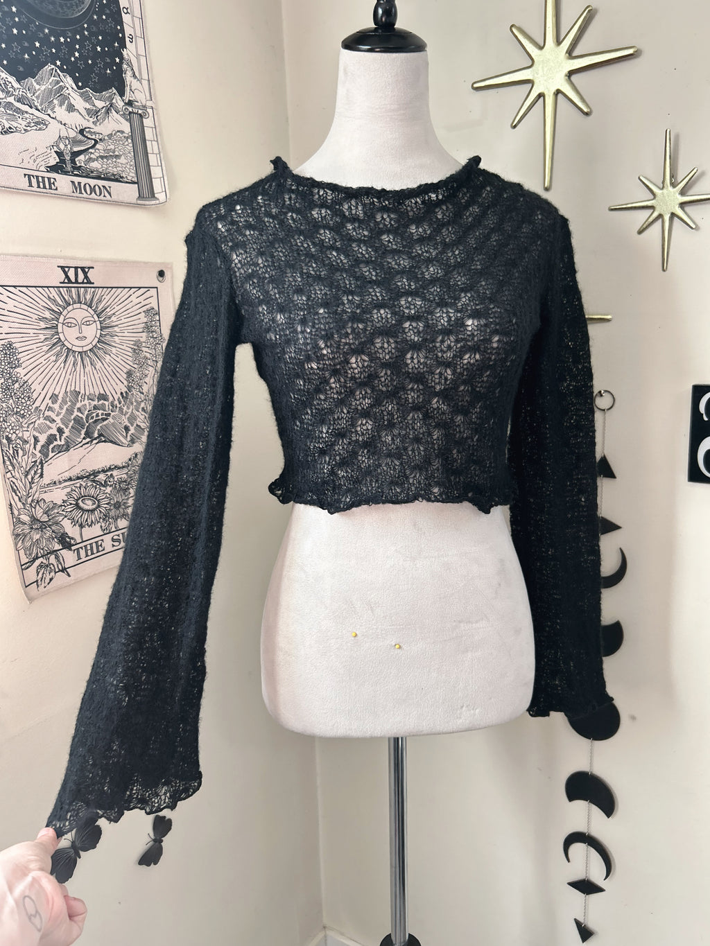 (M) Vintage 00's Knit Crop Flare Sleeves Top