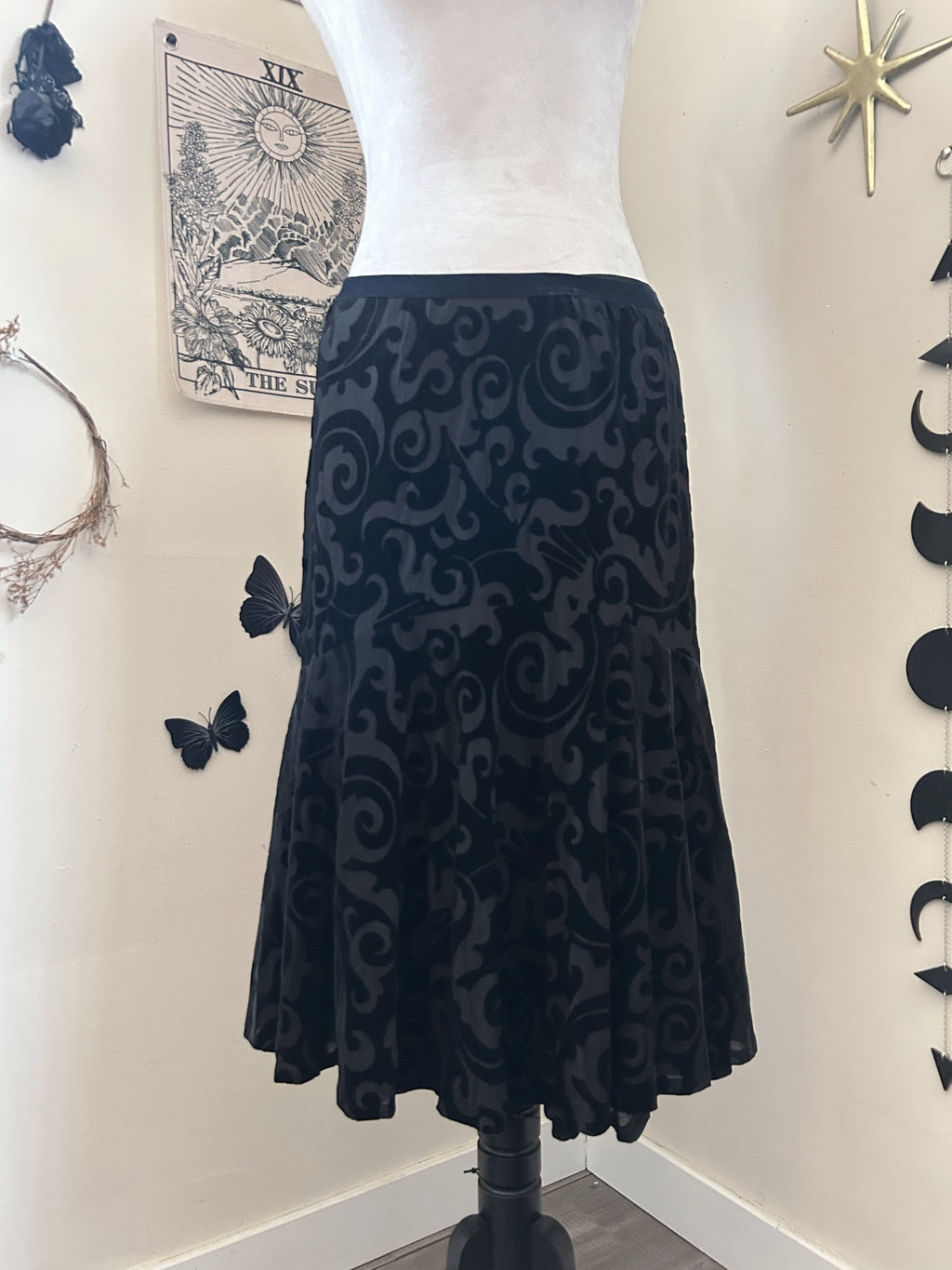 (XL/XXL) Y2K Jaquard Flare Midi Skirt
