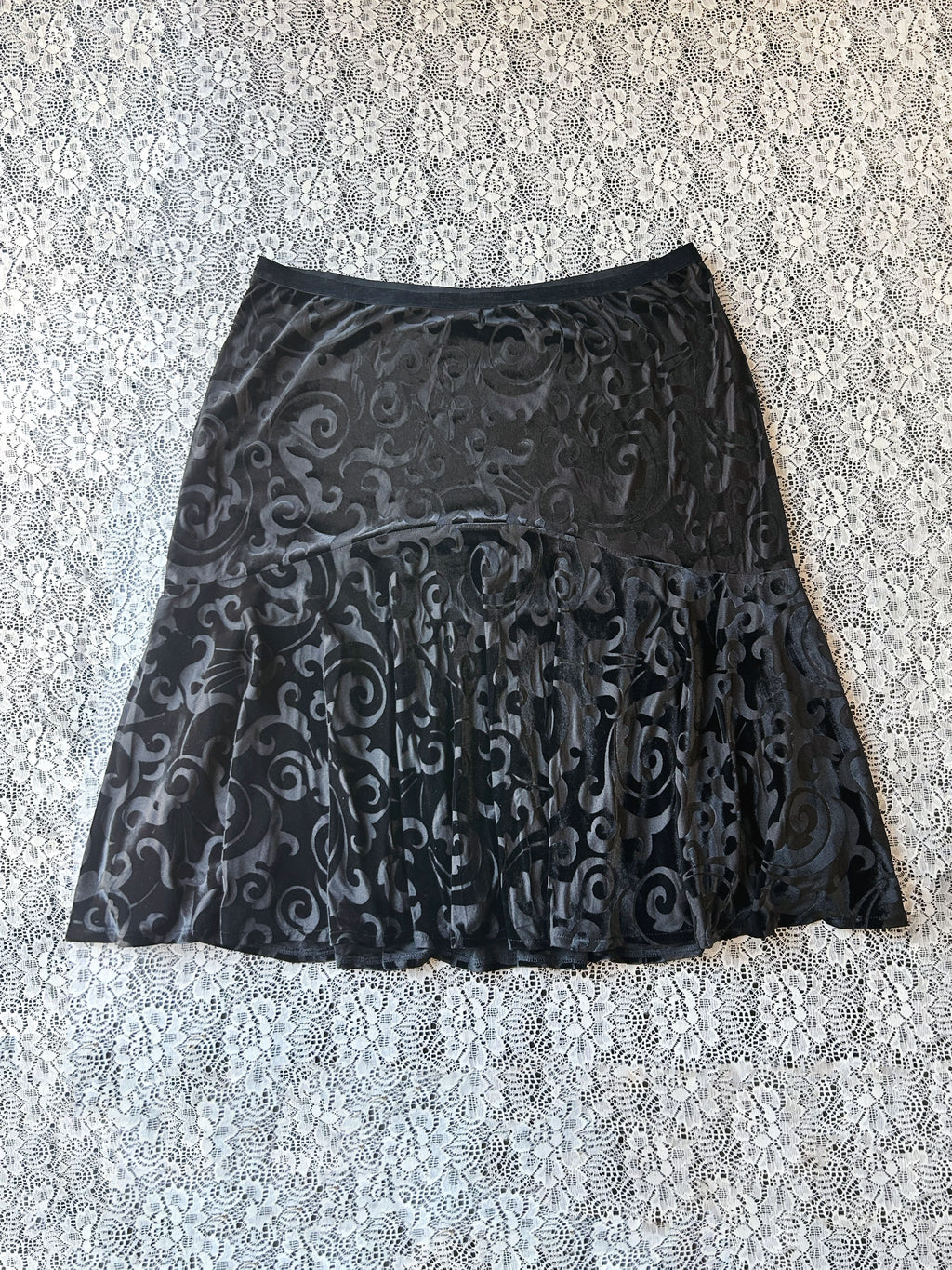 (XL/XXL) Y2K Jaquard Flare Midi Skirt