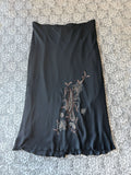 (18-20) Y2k Silk Embroidered Maxi Skirt