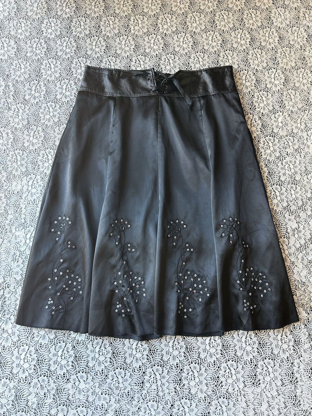 (XL) Y2K Satin A-Line Midi Skirt