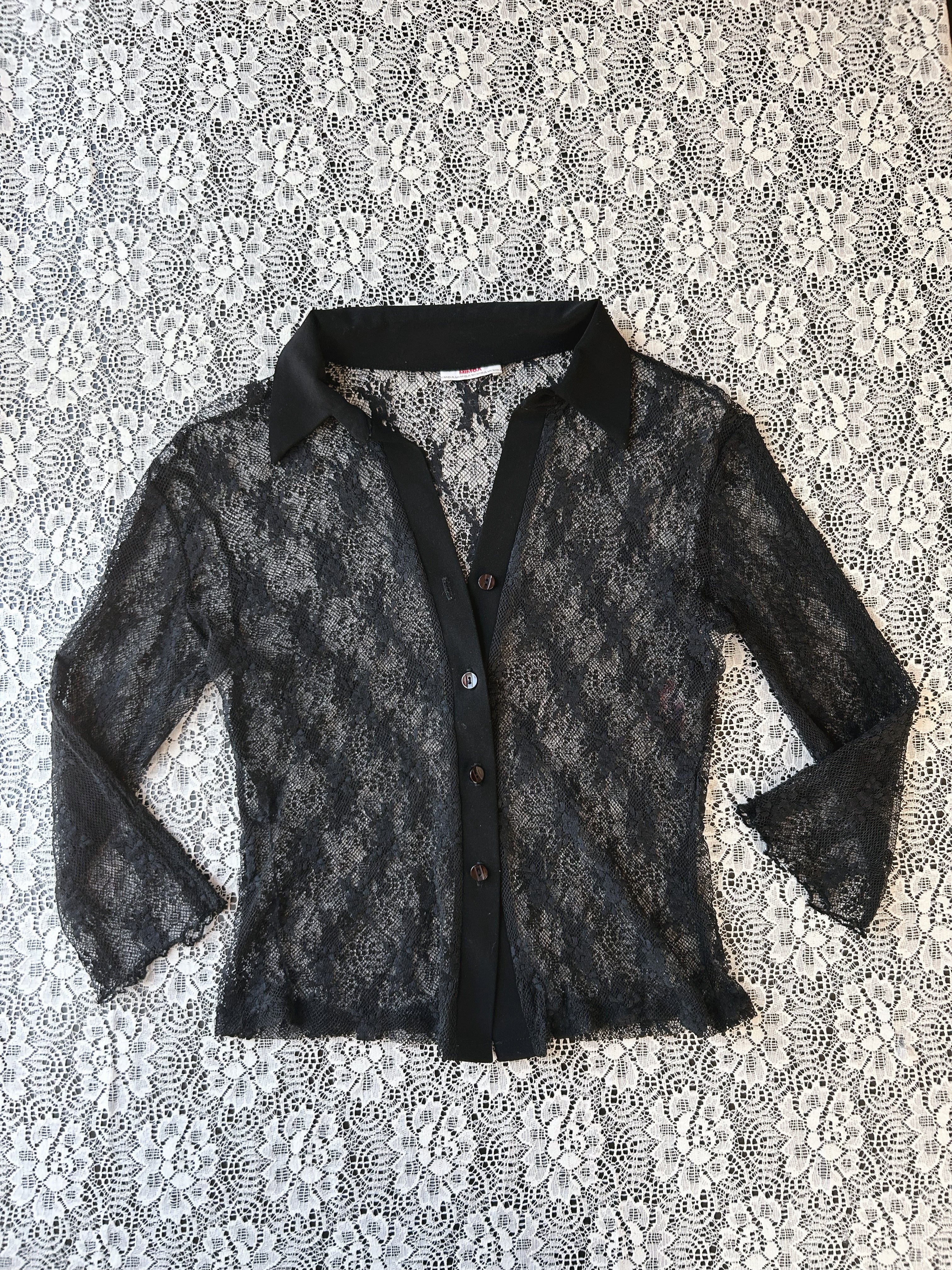 (S/M) Vintage 00's Sheer Button Blouse