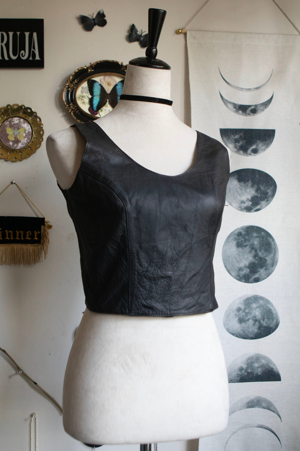 Vintage Leather Crop Top