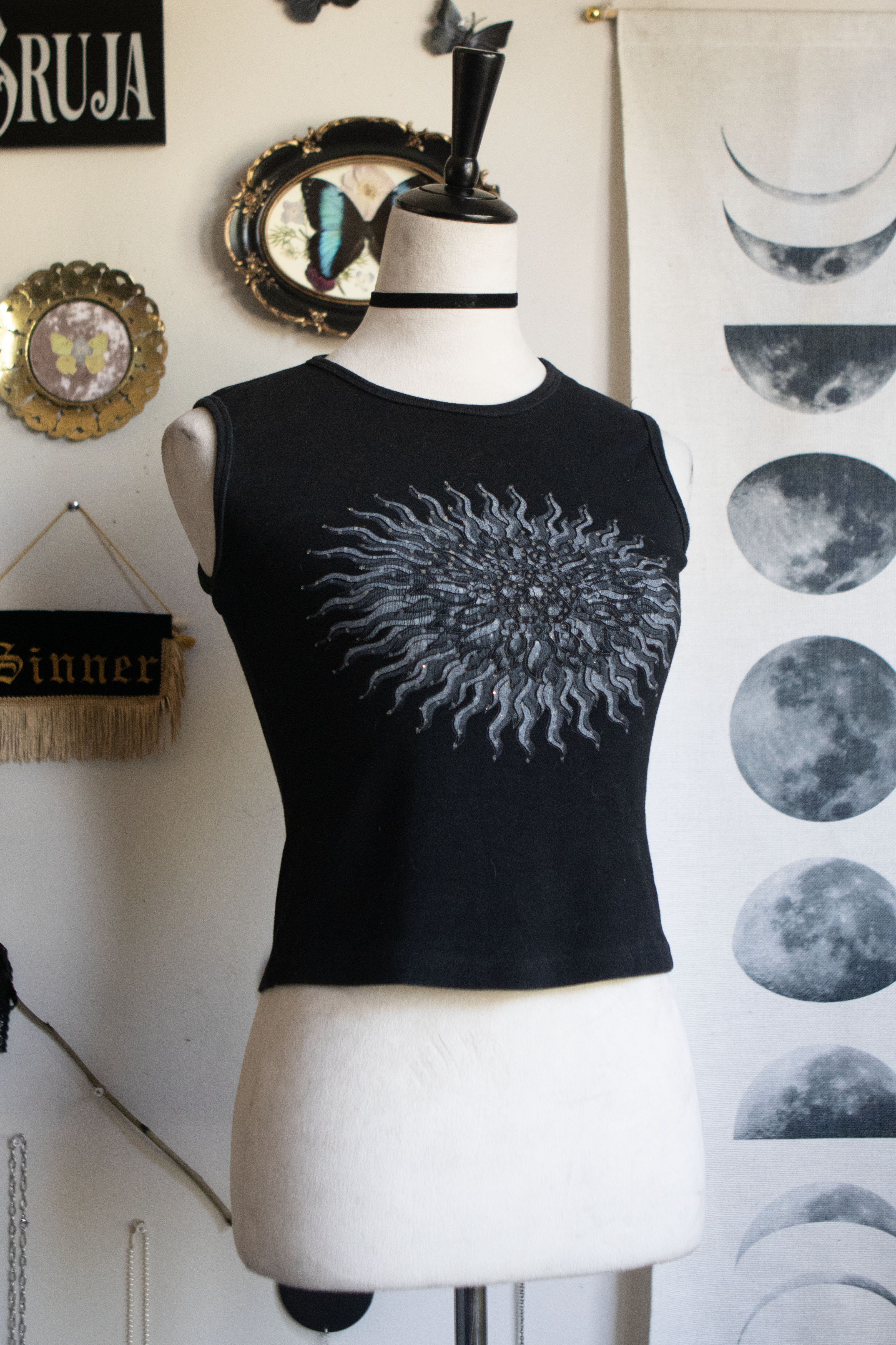 Vintage 90's Celestial Abstract Sun Baby Tee