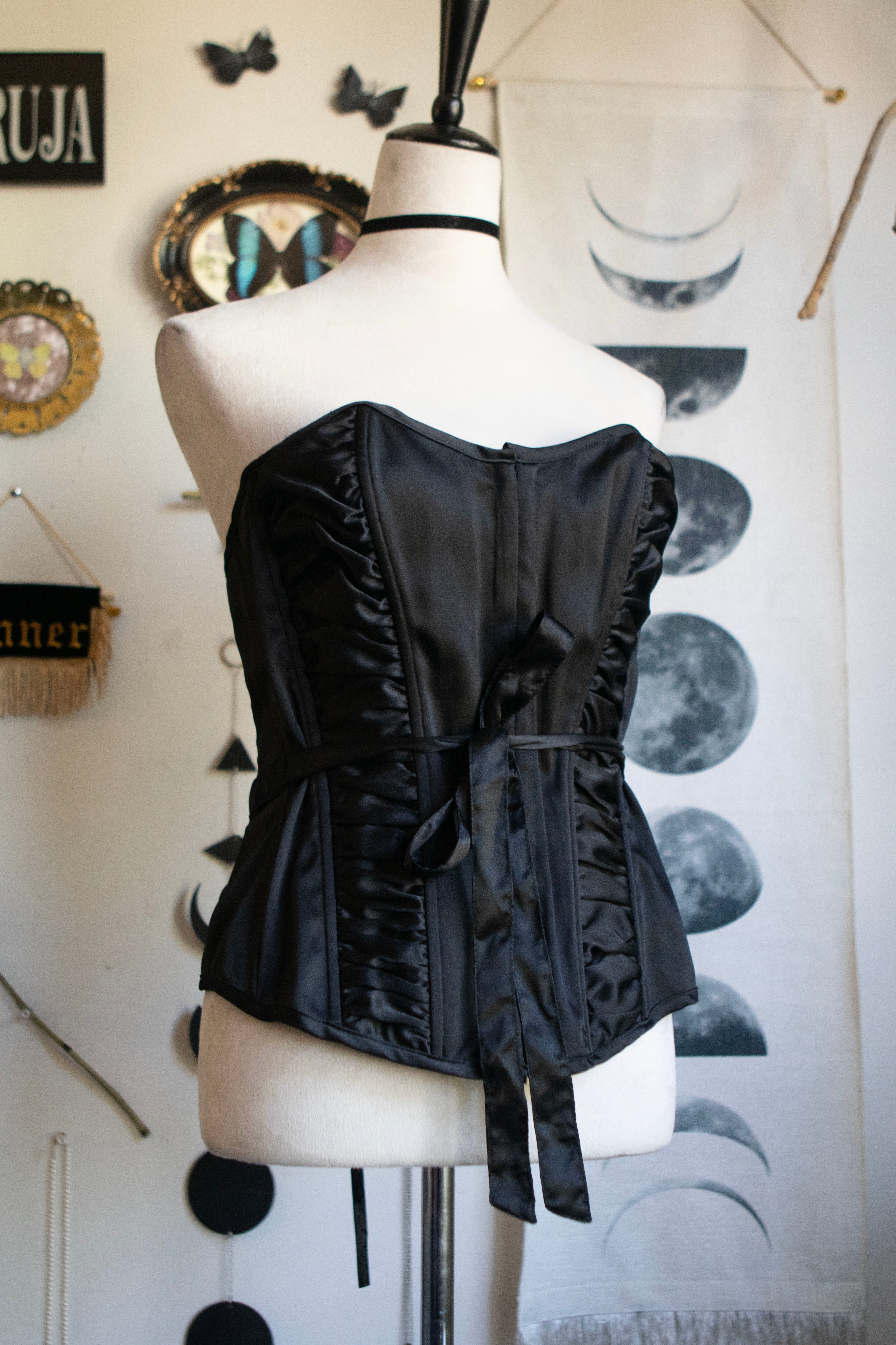 Y2K Deadstock Black Satin Corset
