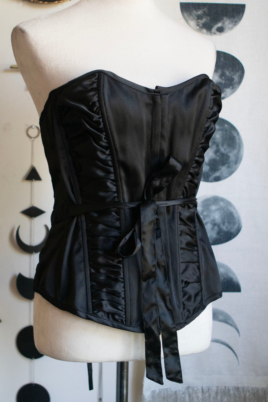 Y2K Deadstock Black Satin Corset