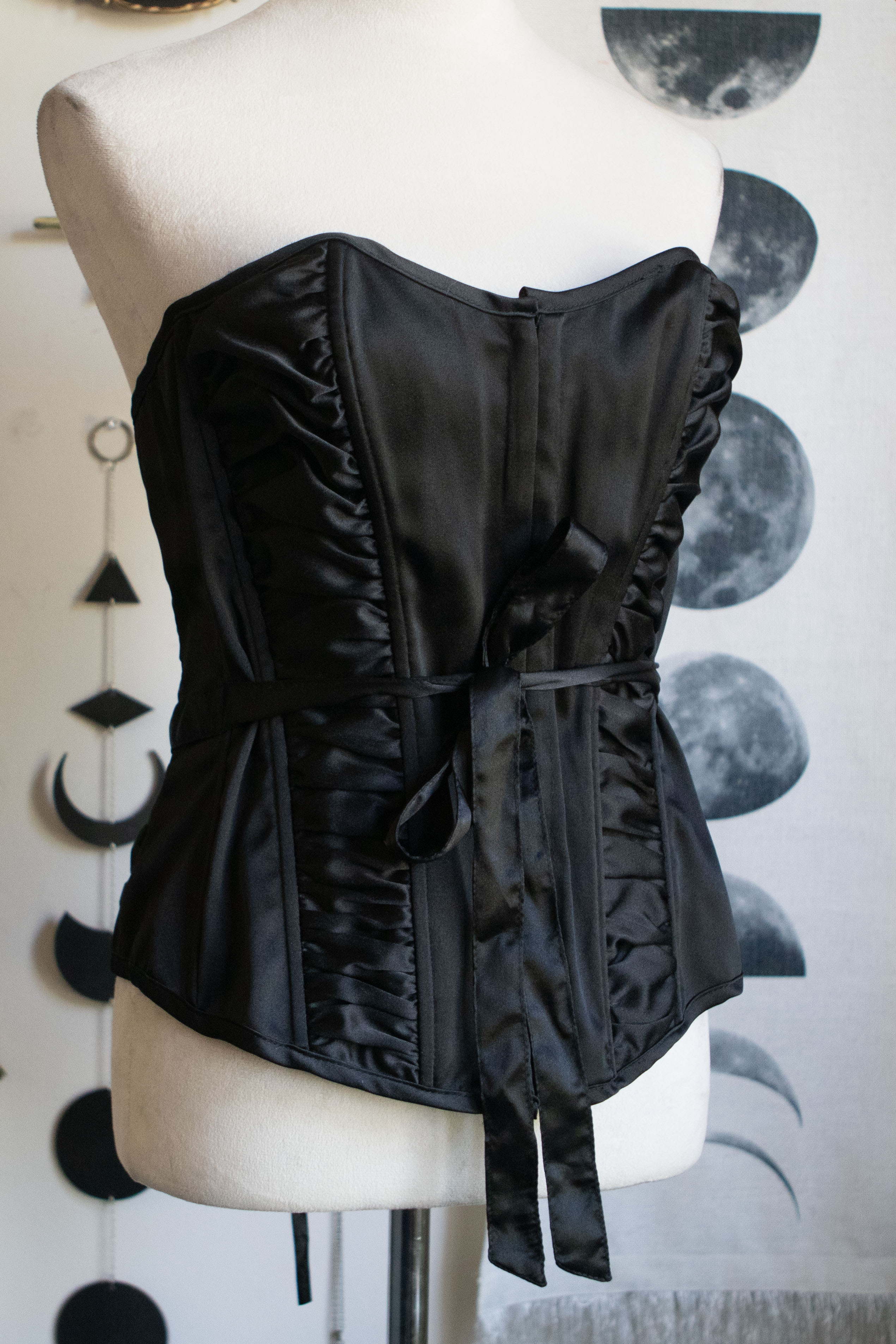 Y2K Deadstock Black Satin Corset