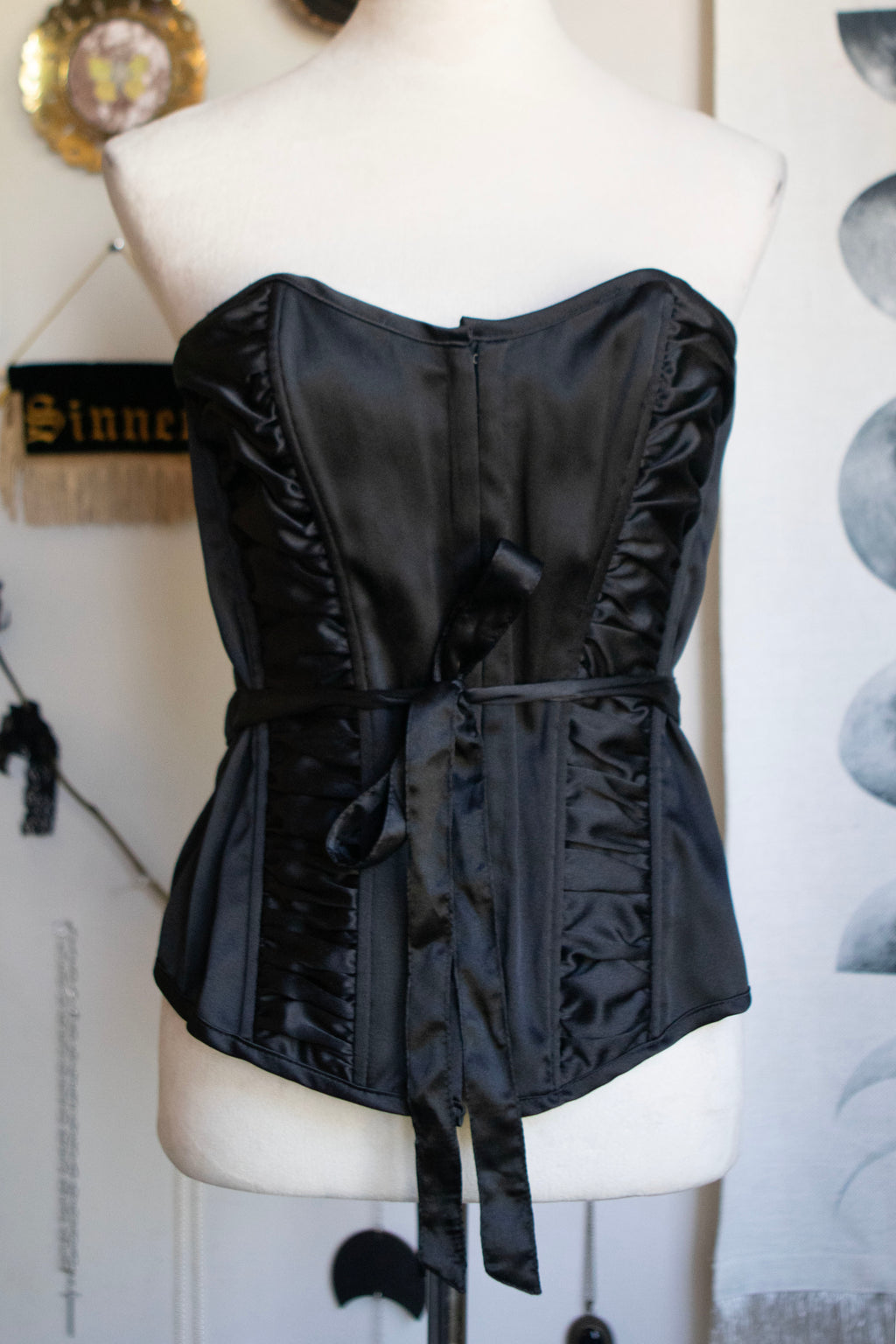 Y2K Deadstock Black Satin Corset
