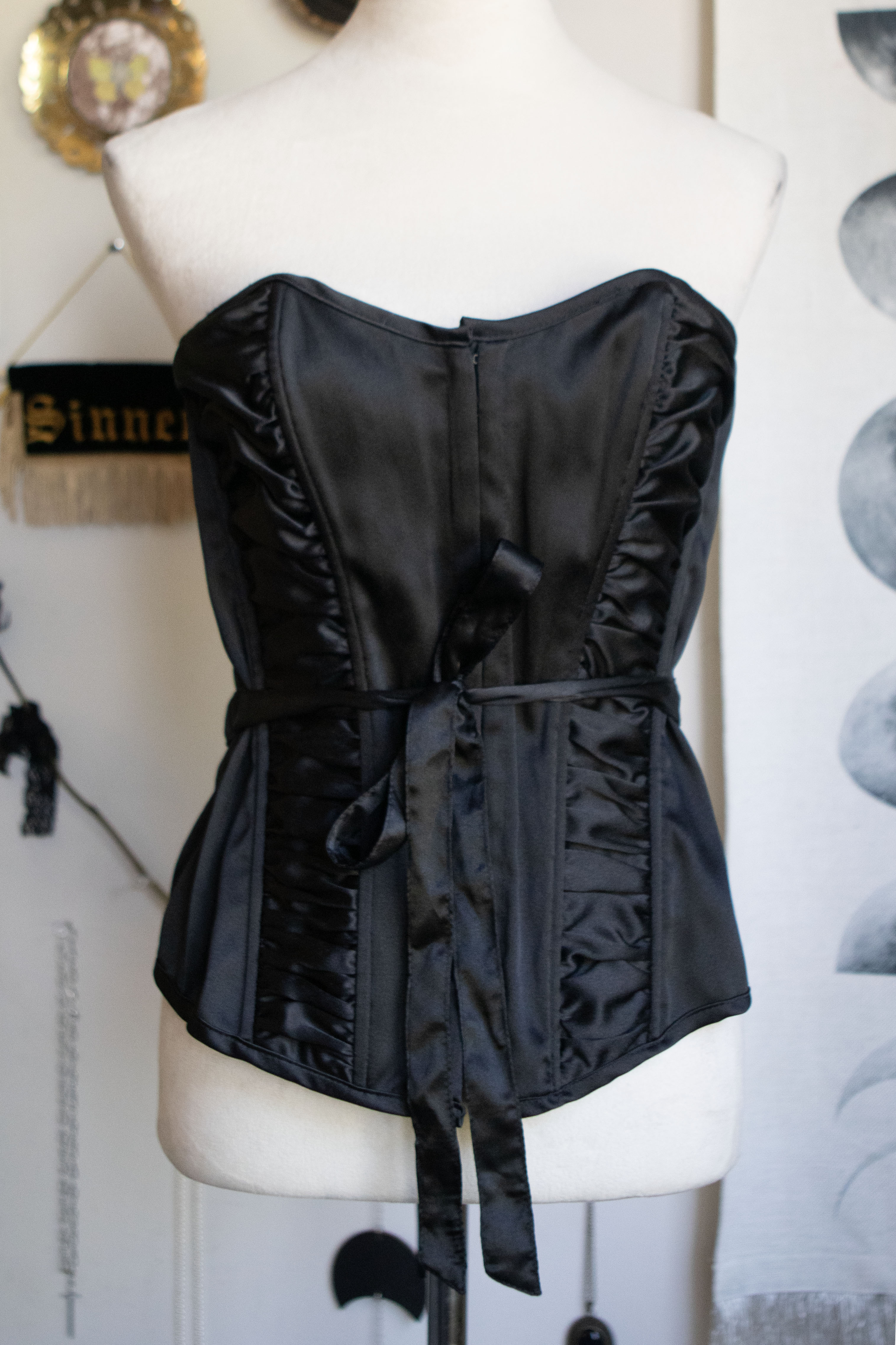 Y2K Deadstock Black Satin Corset