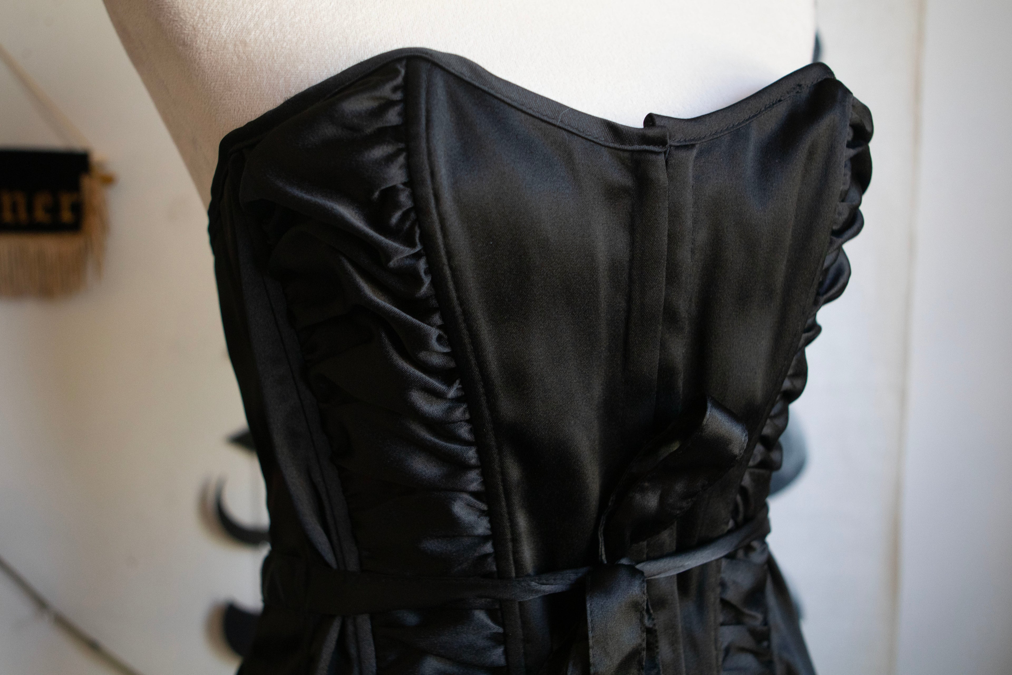 Y2K Deadstock Black Satin Corset