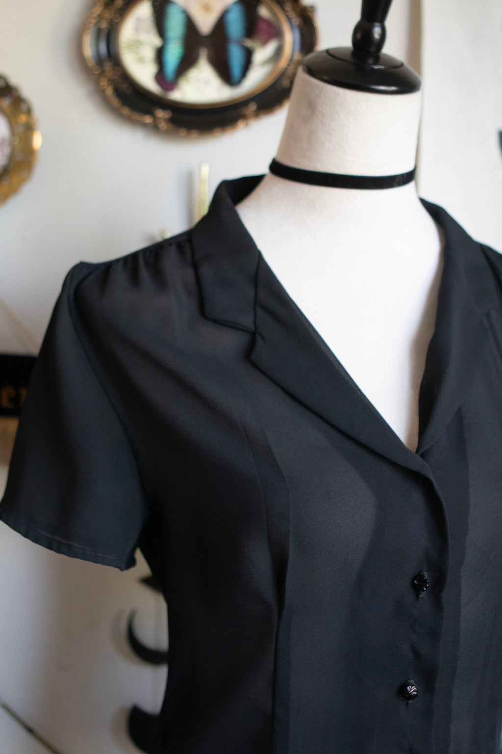 Vintage Late 90's Sheer Short Sleeve Button Top