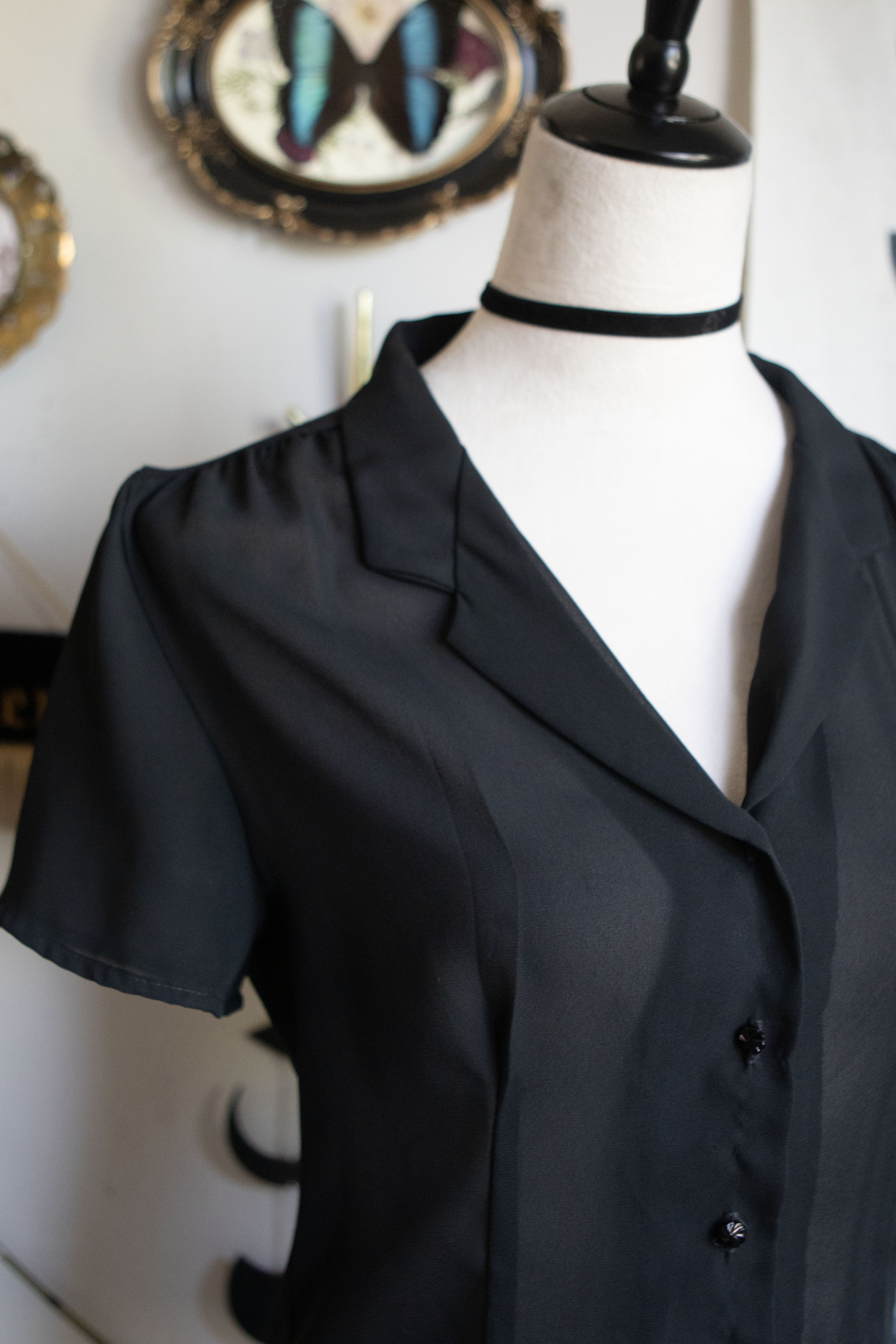 Vintage Late 90's Sheer Short Sleeve Button Top