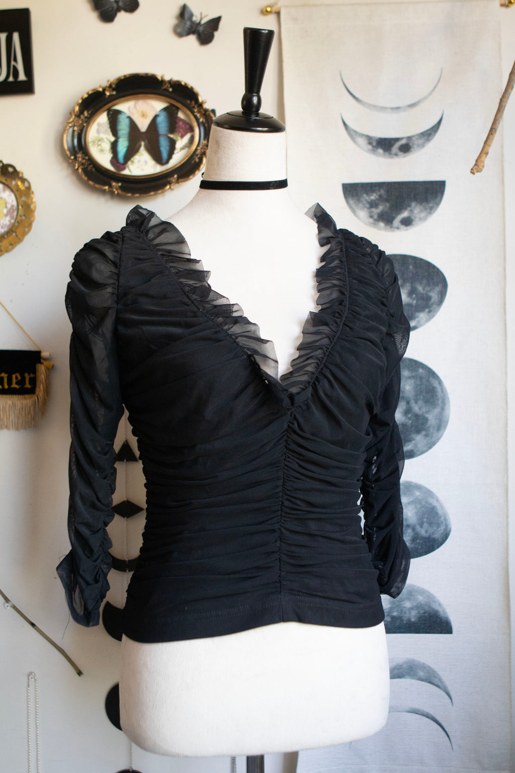 Vintage Late 90's Ruffled Blouse 3/4 Sleeves
