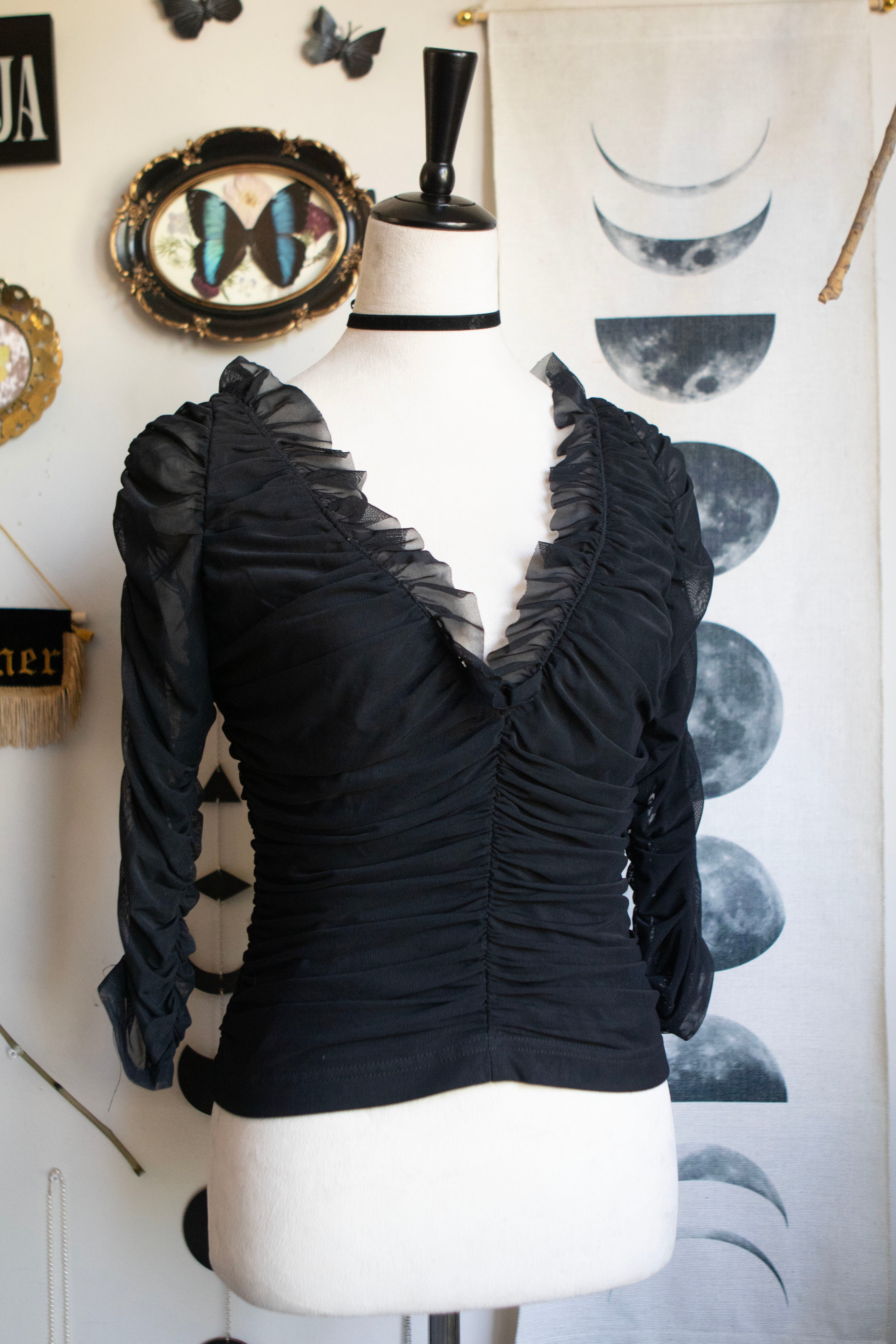 Vintage Late 90's Ruffled Blouse 3/4 Sleeves
