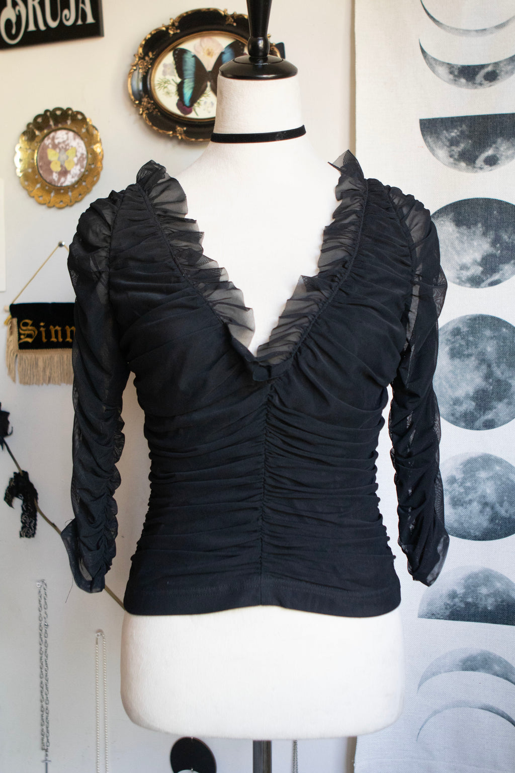 Vintage Late 90's Ruffled Blouse 3/4 Sleeves
