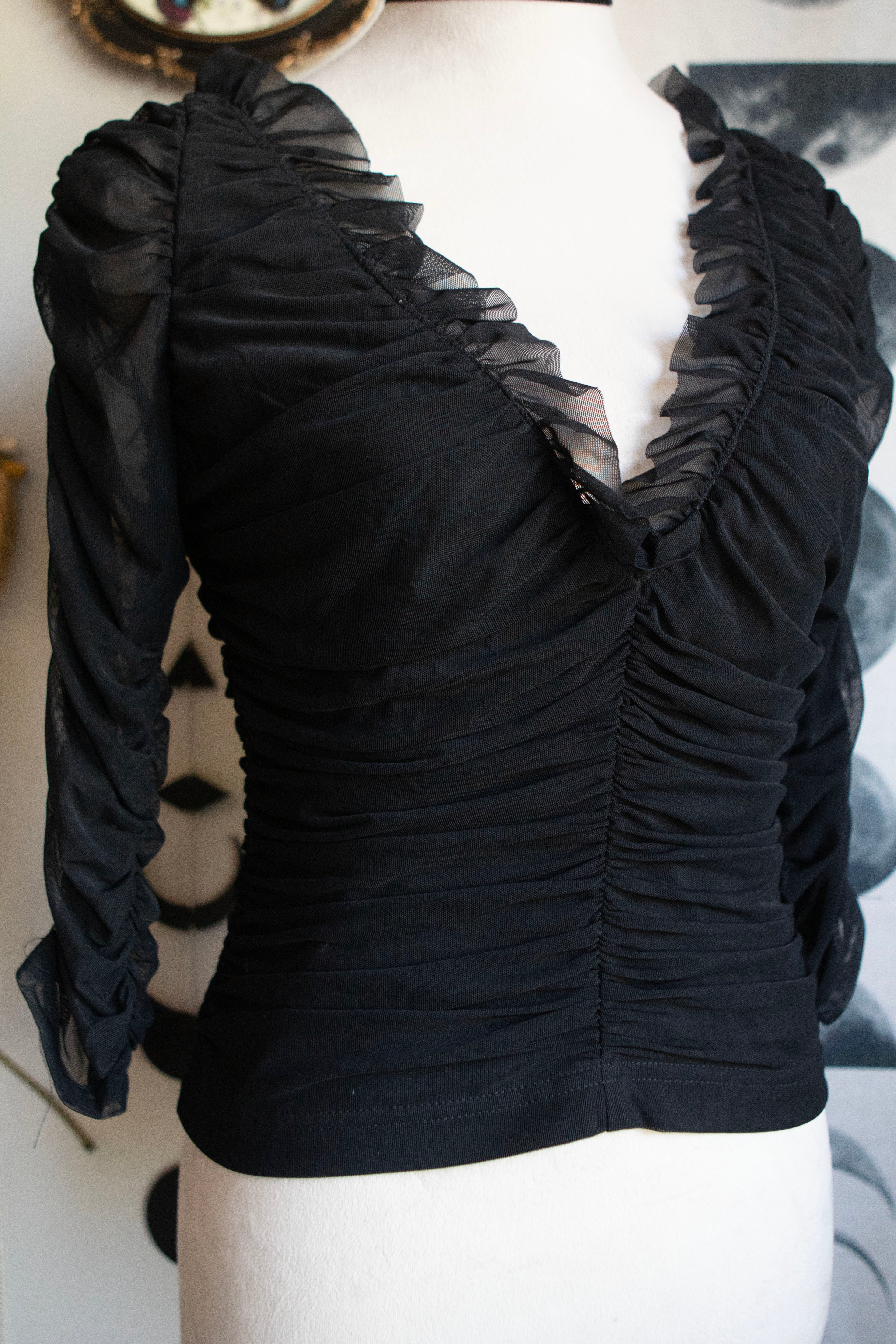 Vintage Late 90's Ruffled Blouse 3/4 Sleeves