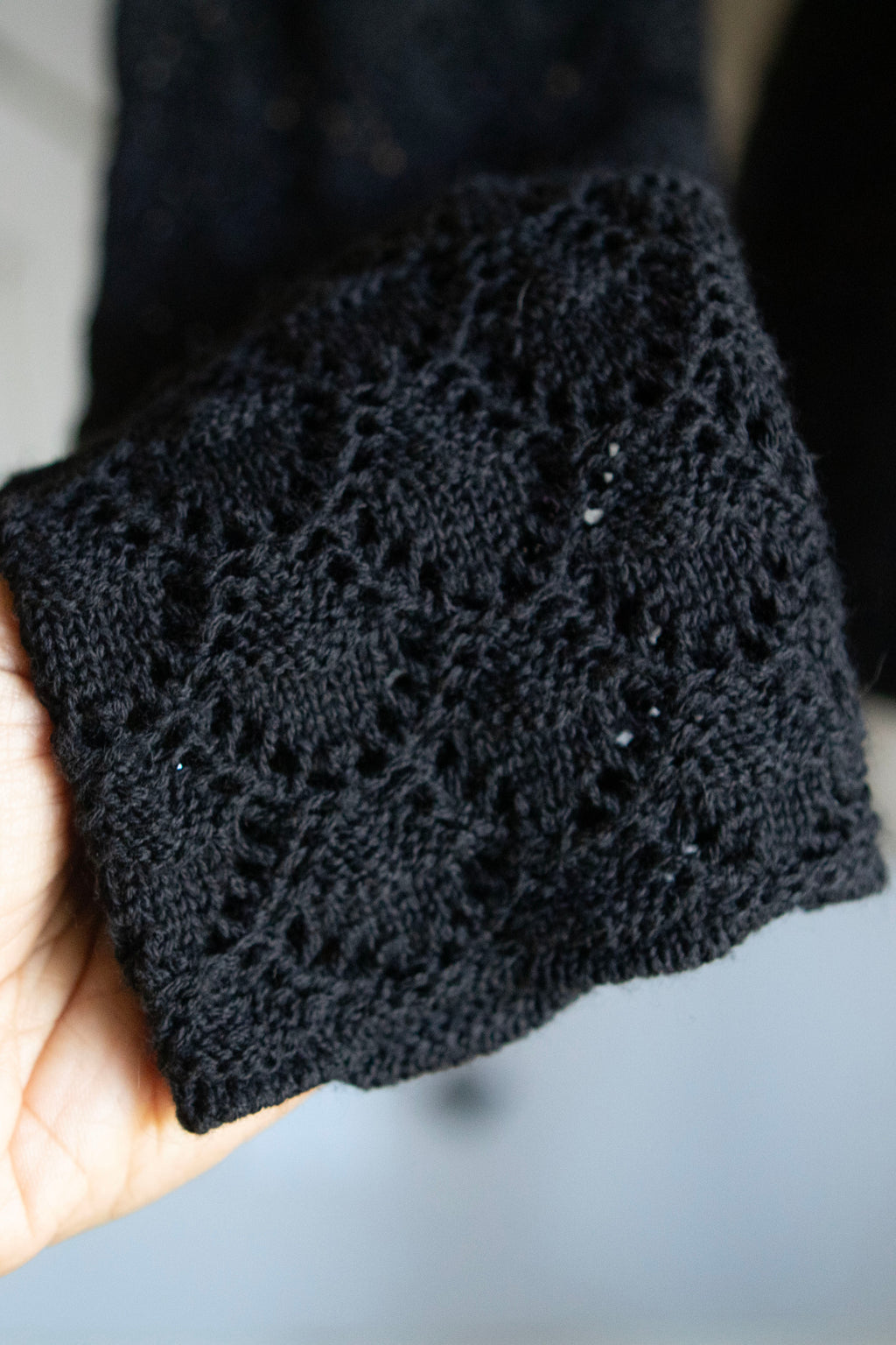 Y2K Crochet Black Button Long Sleeve Blouse