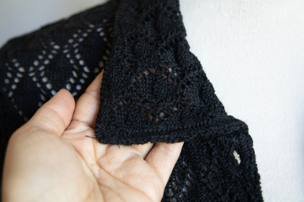 Y2K Crochet Black Button Long Sleeve Blouse