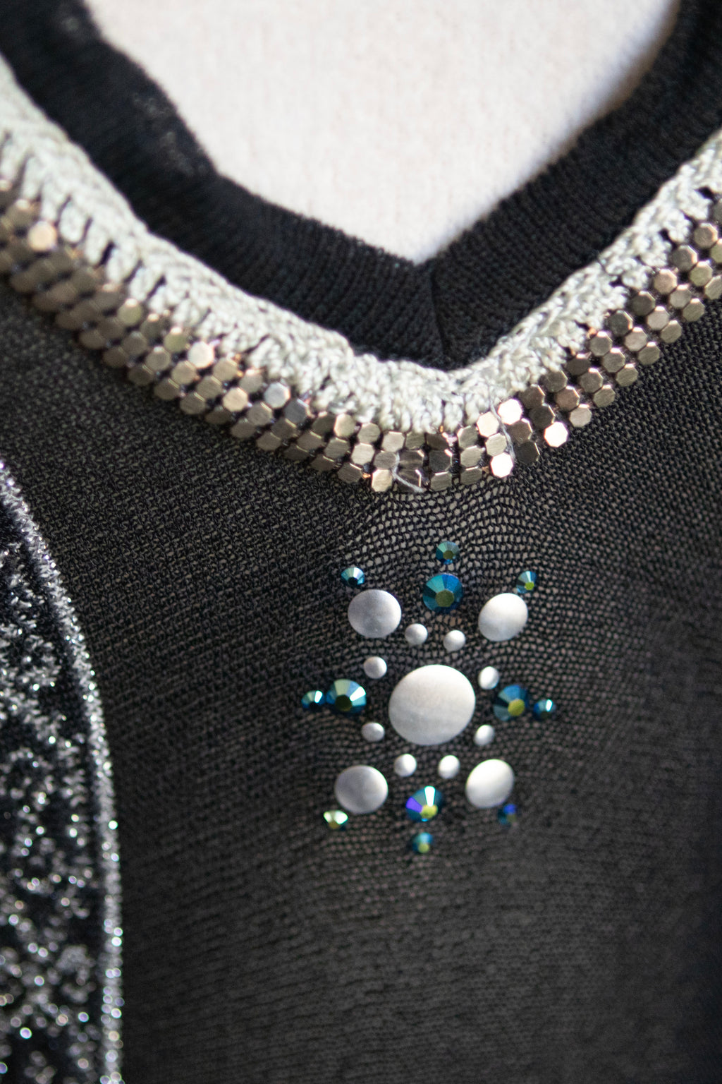 Vintage Made in France Beaded Flare Sleeve Blouse