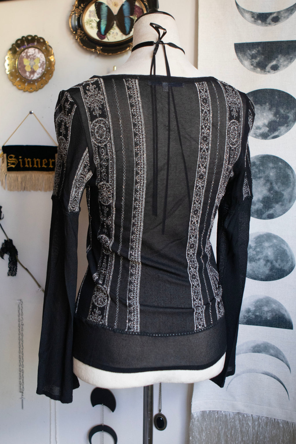 Vintage Made in France Beaded Flare Sleeve Blouse