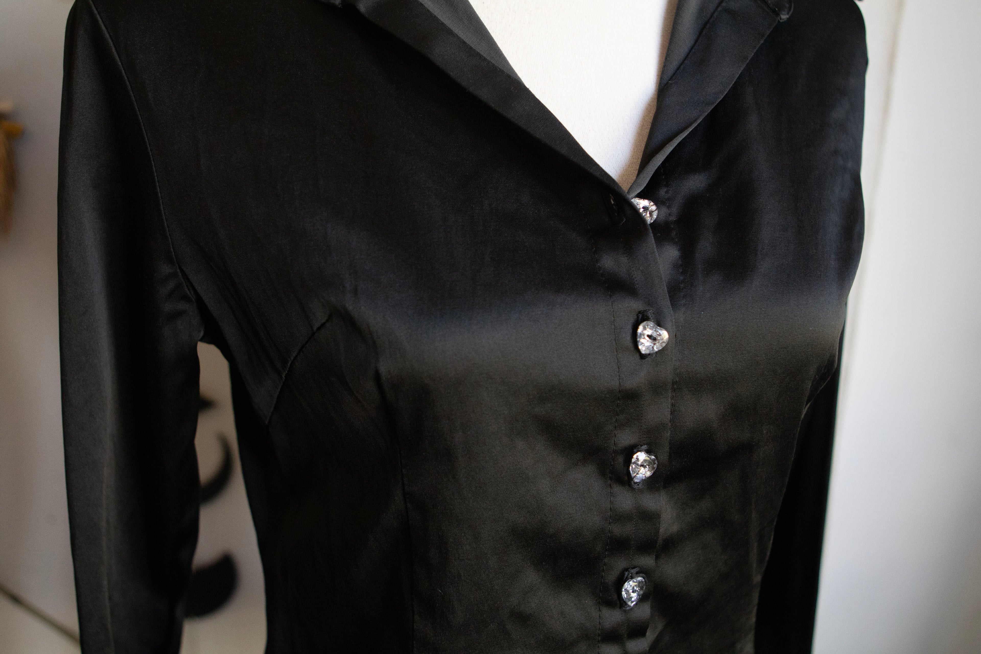 Vintage 00's Satin Long Sleeve Buttoned Blouse