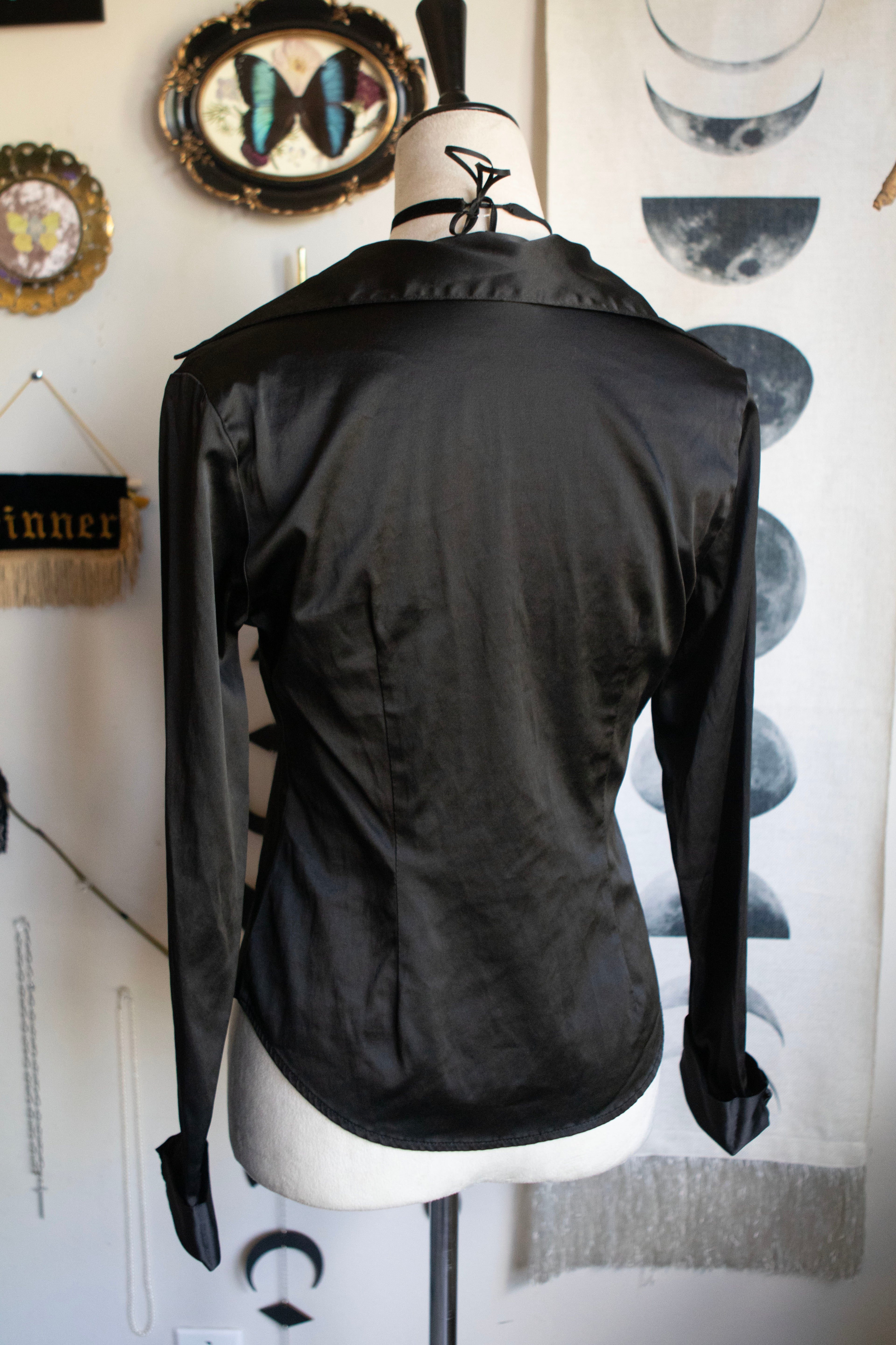 Vintage 00's Satin Long Sleeve Buttoned Blouse