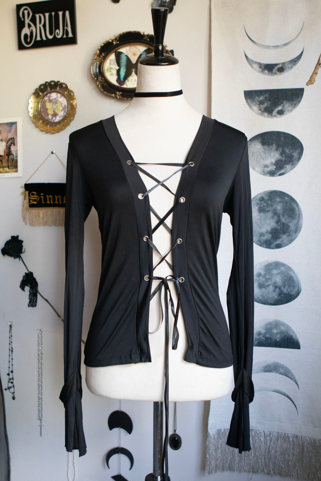 Vintage 90's-00's Laceup Flare long sleeve top
